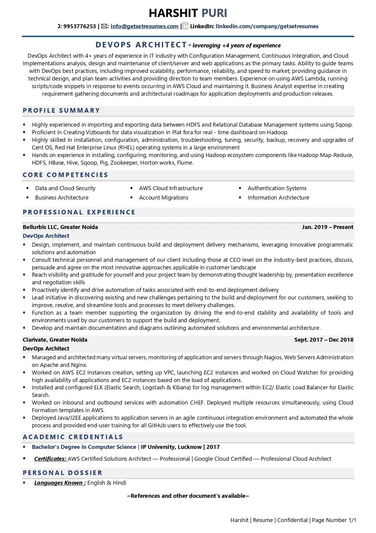 Devops Sample Resume for 3 Years Devops Architect Resume Examples & Template (with Job Winning Tips)