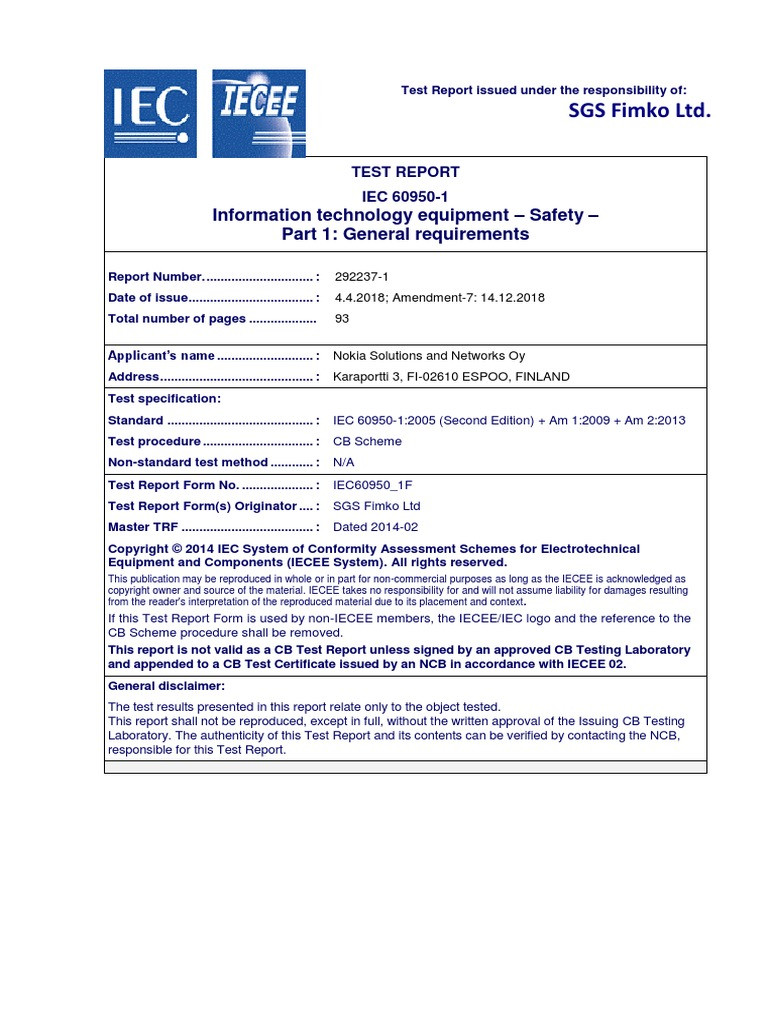 Engineer Resume Sample On Nokia Airscale Sgs Fimko Ltd.: Information Technology Equipment – Safety – Part 1 … Engineer Resume Sample On Nokia Airscale Sgs Fimko Ltd.: Information Technology Equipment – Safety – Part 1 …