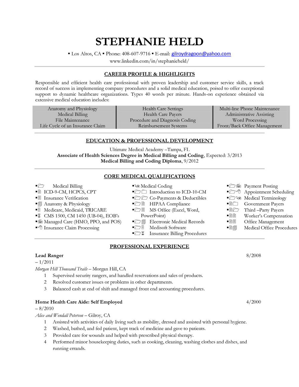 Entry Level Medical Coding Resume Sample Medical Coding Resume Sample Entry Level