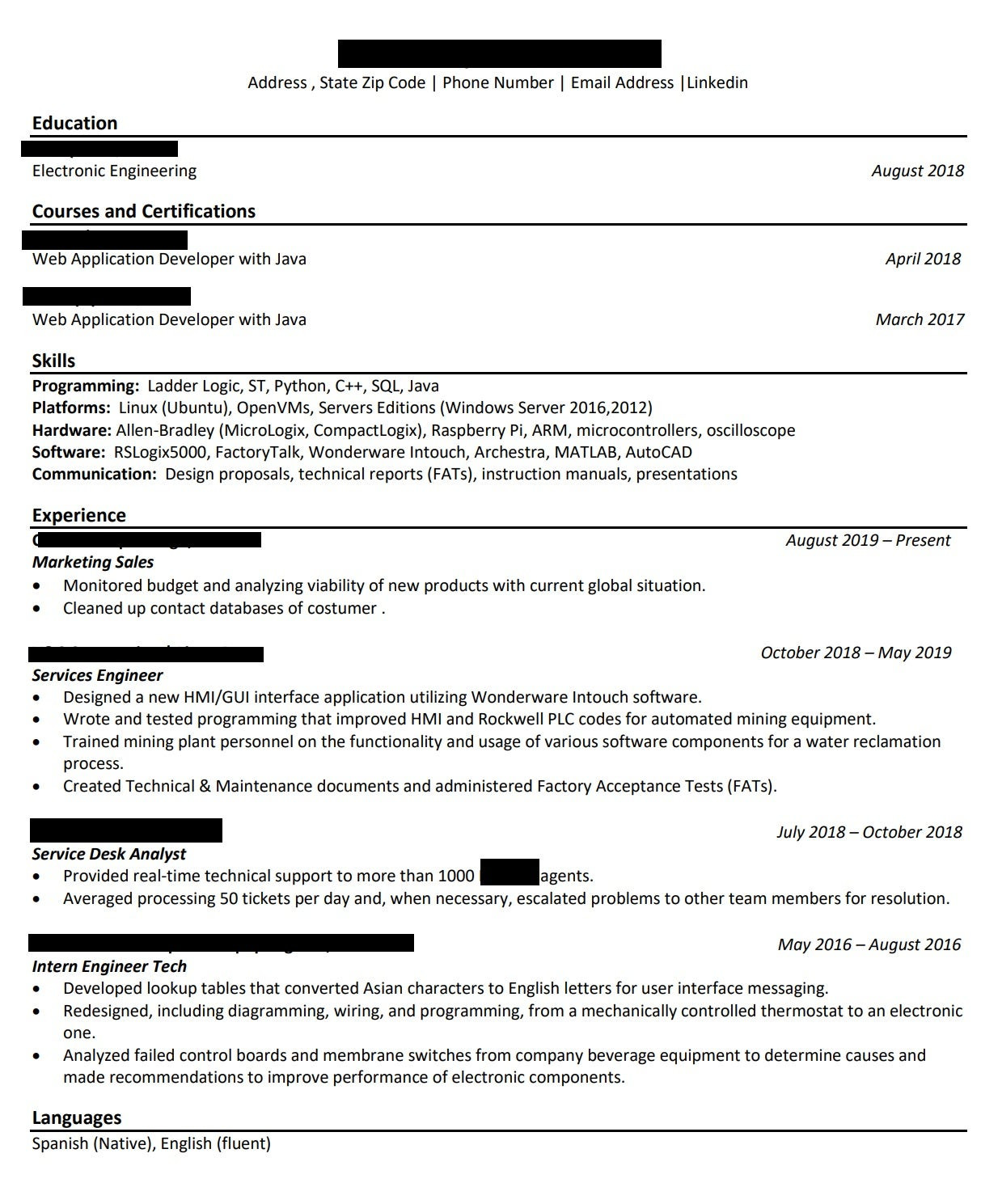 Entry Level Robotics Engineer Resume Sample Updated] Ee Looking for An Entry-level Position as Robotics …
