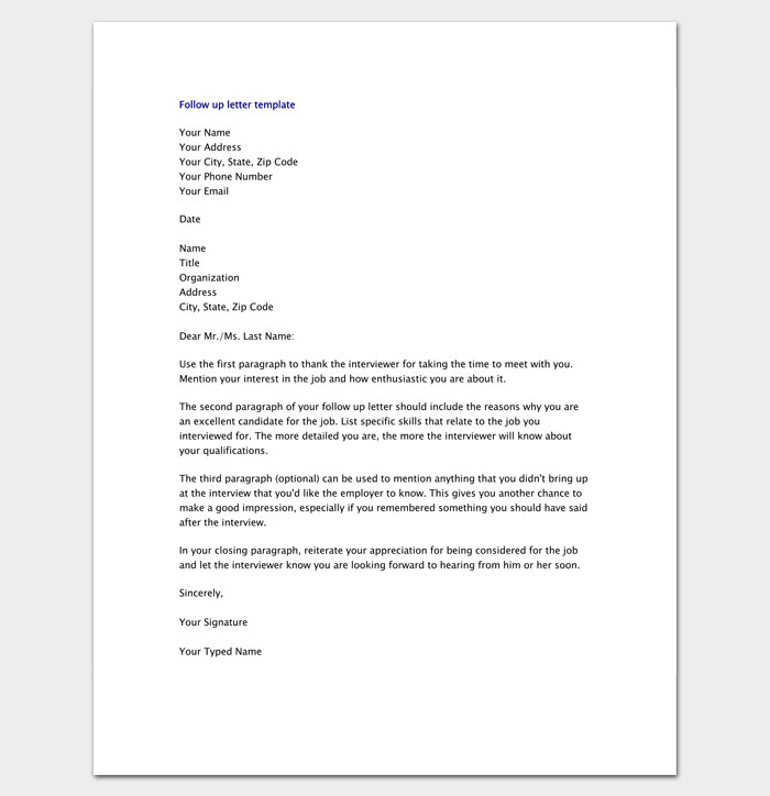 Follow Up after Sending Resume Sample Follow Up Letter Template 10 formats Samples & Examples