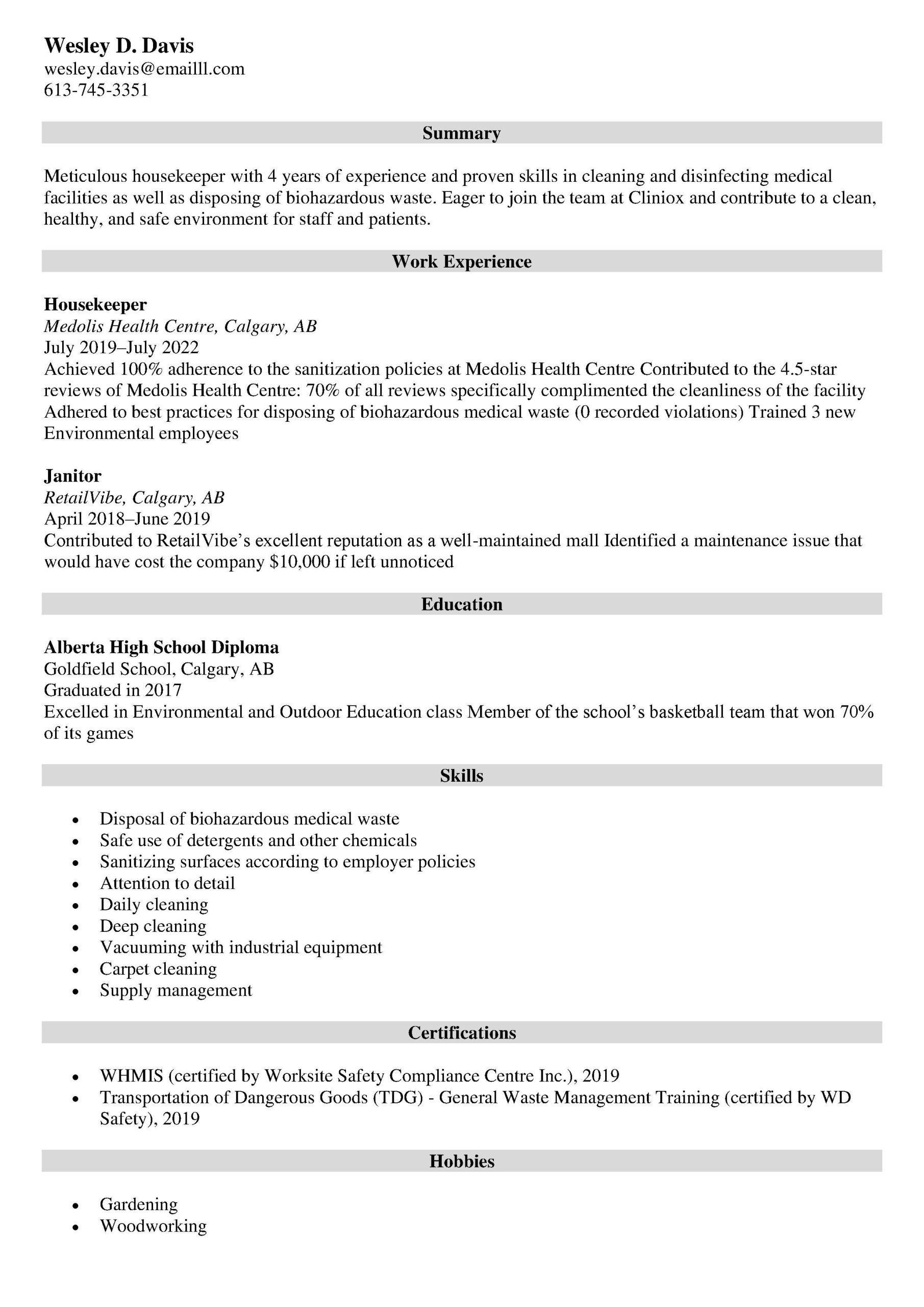 Free Sample Resume for Cleaning Service Cleaner Resume Sample: Get the Best Cleaning Jobs!