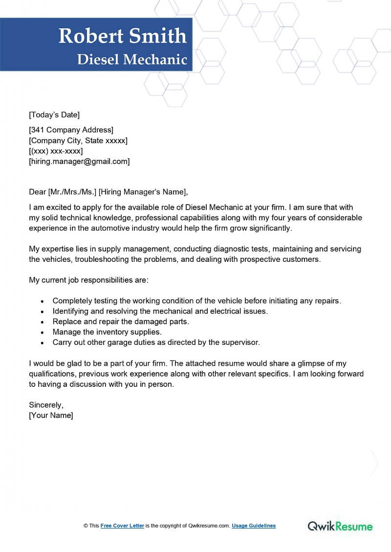 Free Sample Resume for Diesel Mechanic Diesel Mechanic Cover Letter Examples – Qwikresume Free Sample Resume for Diesel Mechanic Diesel Mechanic Cover Letter Examples – Qwikresume
