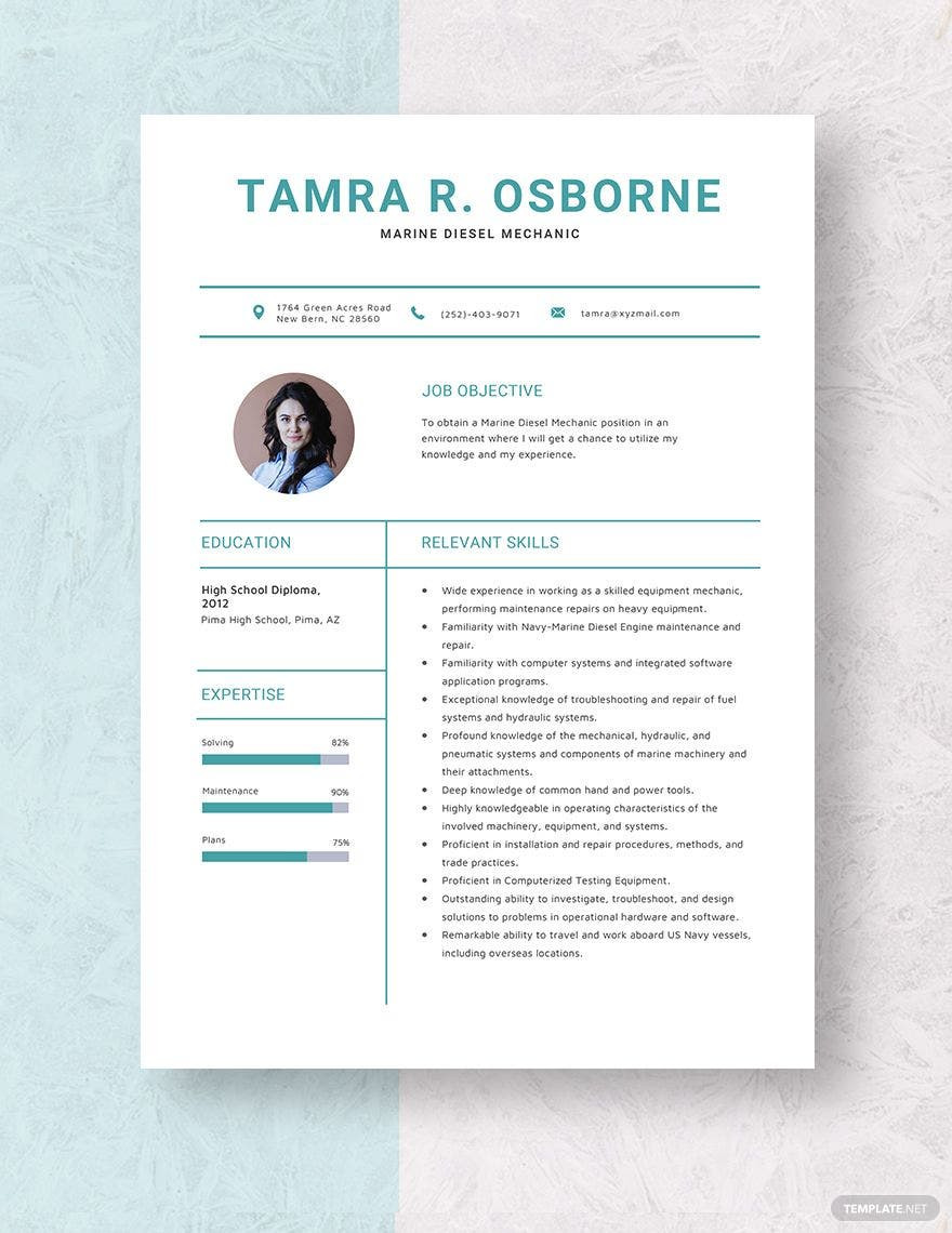 Free Sample Resume for Diesel Mechanic Free Free Marine Diesel Mechanic Resume Template – Word, Apple …