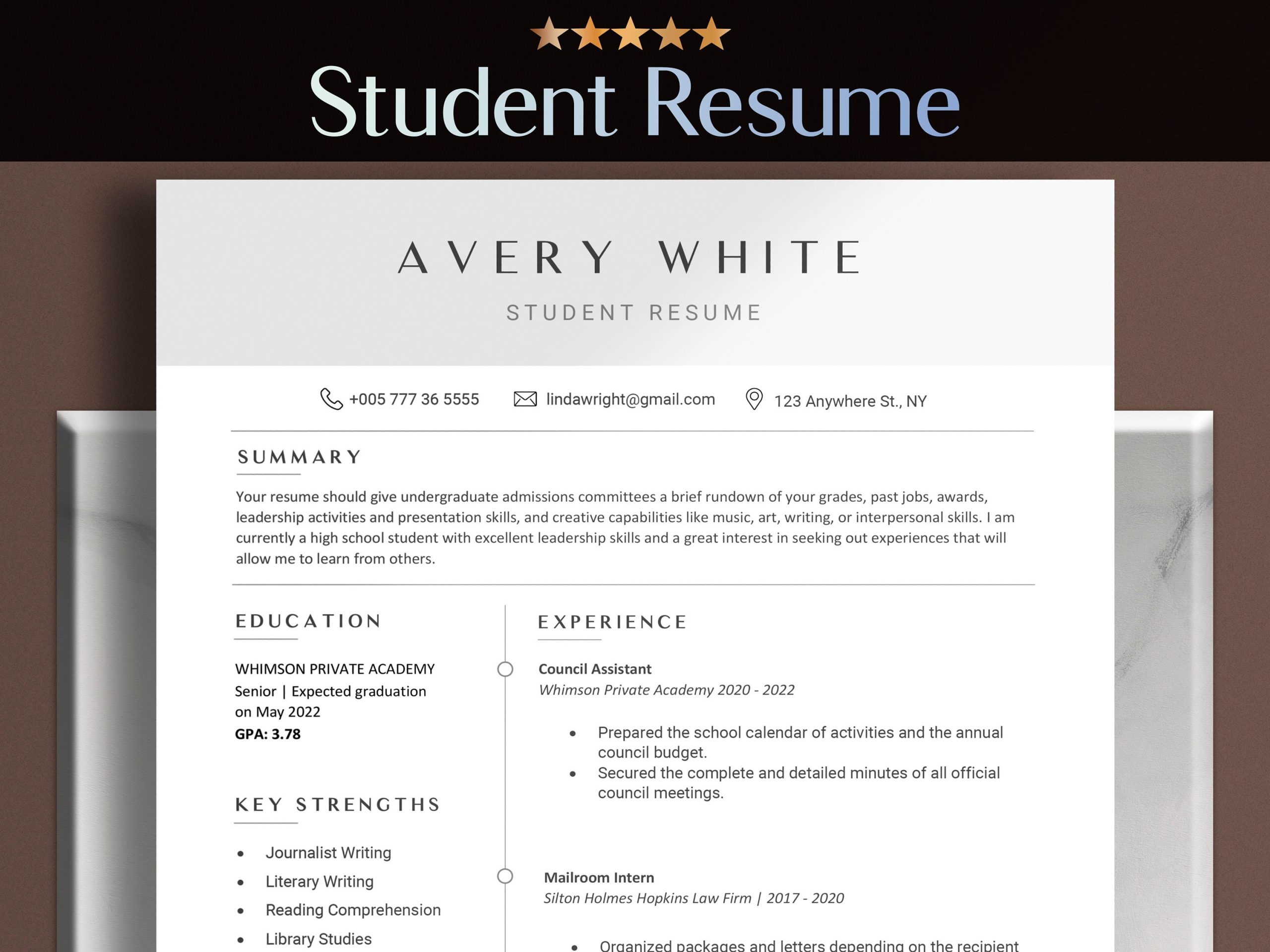 Highschool Student No Experience Resume Sample High School Student Resume with No Work Experience Template – Etsy