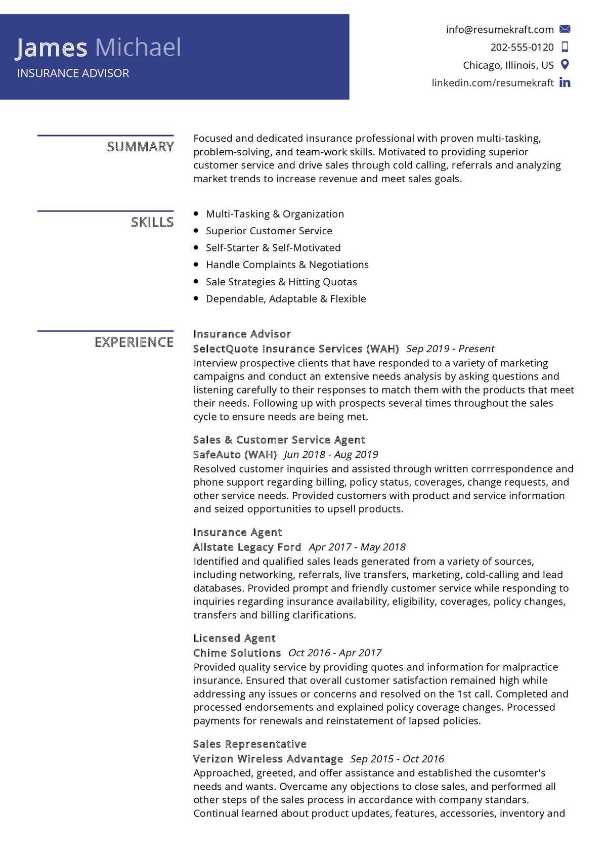 Insurance Sales Agent Job Description Sample Resume Insurance Advisor Resume Sample 2021 Write Guide & Tips …