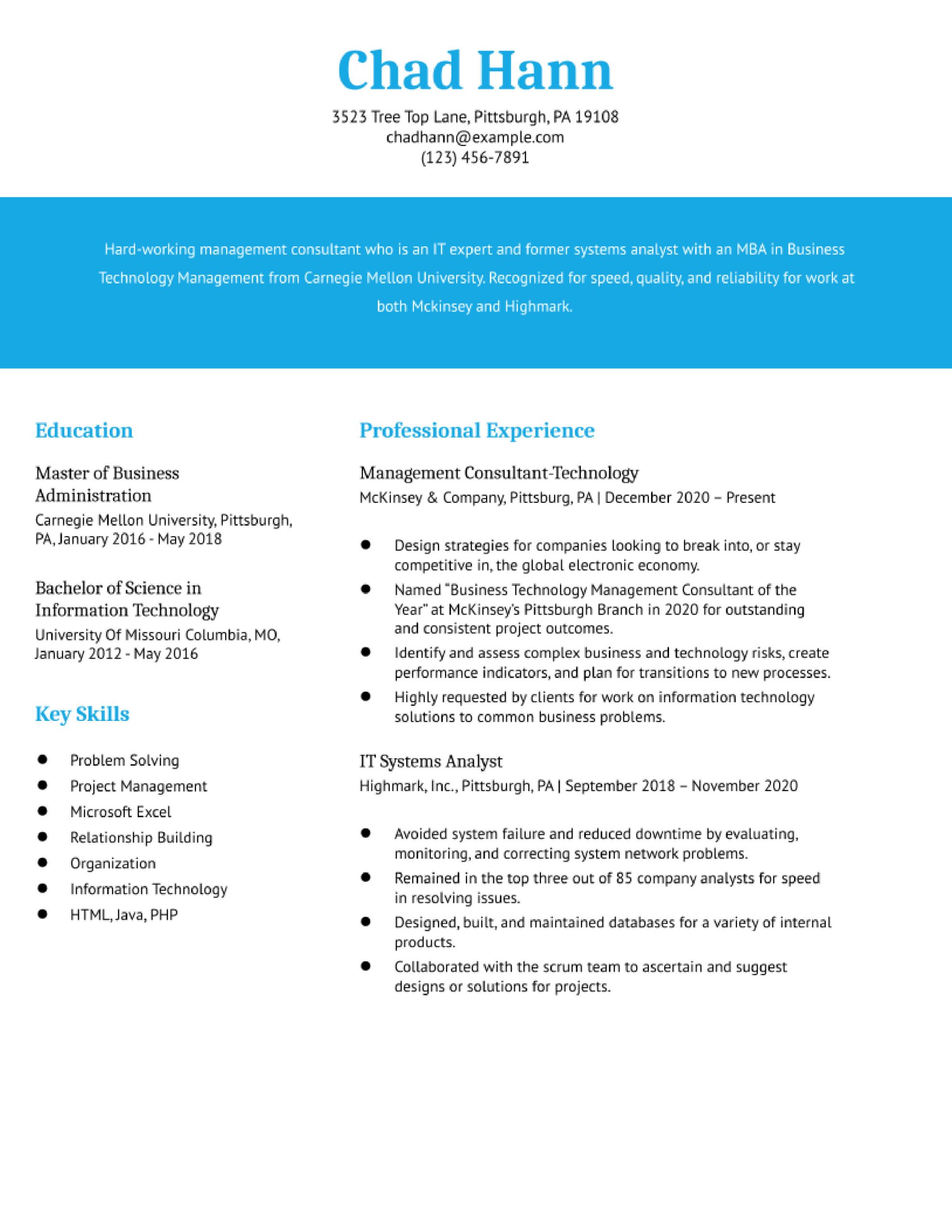 Lawson Sample Resume with Project Overview Management Consultant Resume Examples In 2022 – Resumebuilder.com