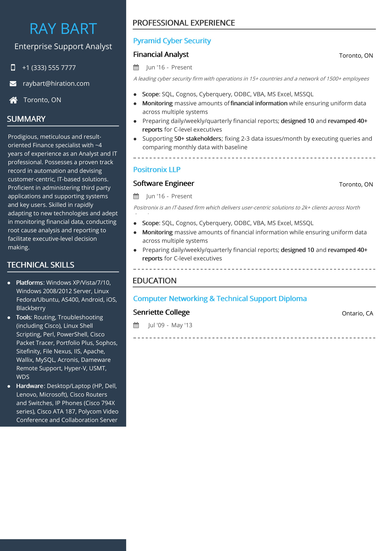 Lead It Support Analyst Resume Samples Technology Resume Examples & Resume Samples [2020]