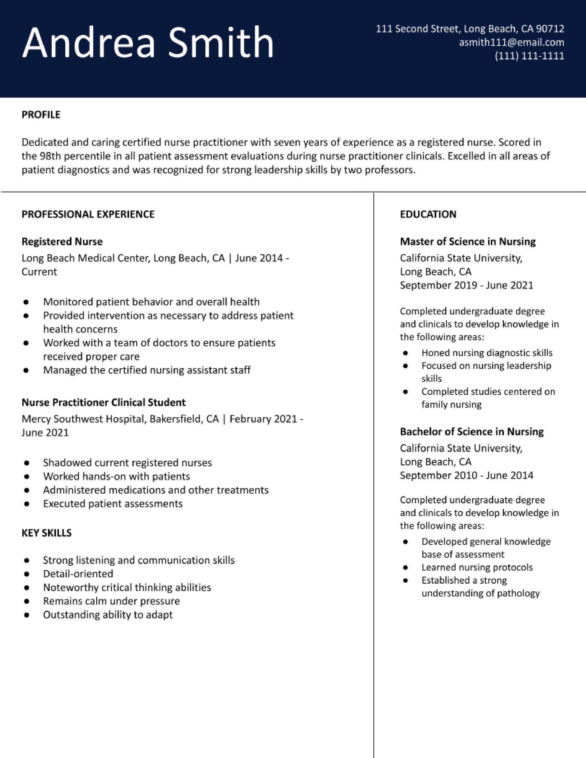 Lead Rn Pre Admission Testing Sample Resume Nurse Practitioner Resume Examples In 2022 – Resumebuilder.com