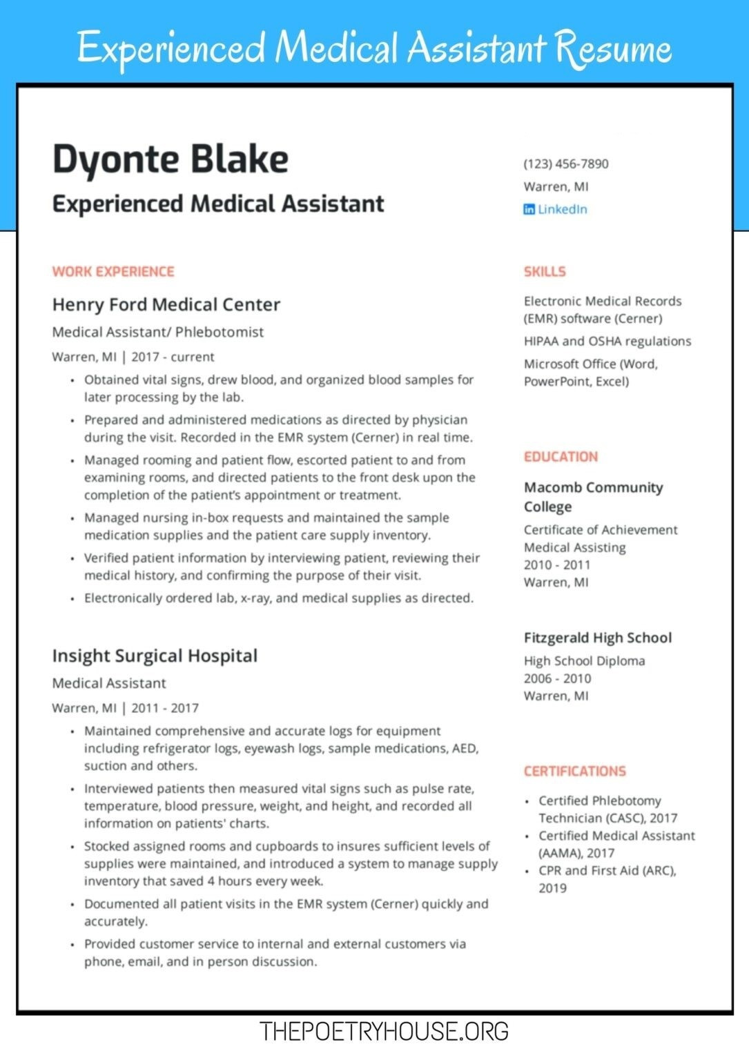 Medical assistant Resume Sample Ideas Design Medical assistant Resume Examples with Experience Wps Office Academy