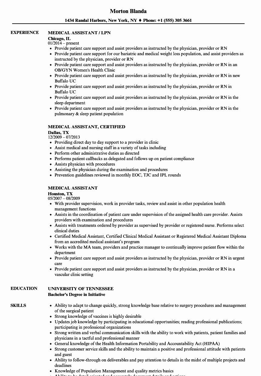 Medical assistant Resume Sample Ideas Design Medical assistant Resume Template Lovely Medical assistant Resume …
