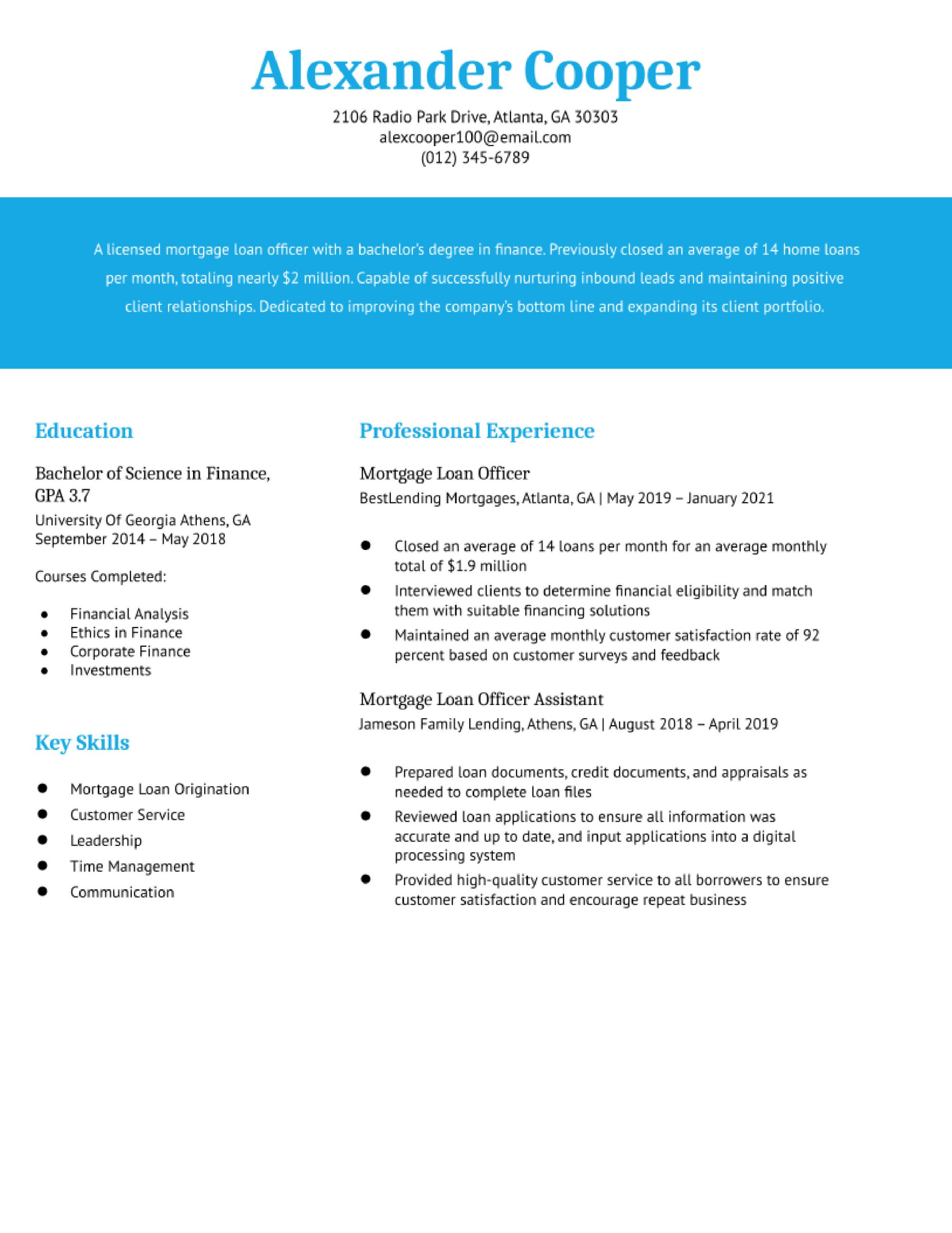 Outstanding Sample Of A Mortgage Loans Officer Resume Loan Officer Resume Examples In 2022 – Resumebuilder.com