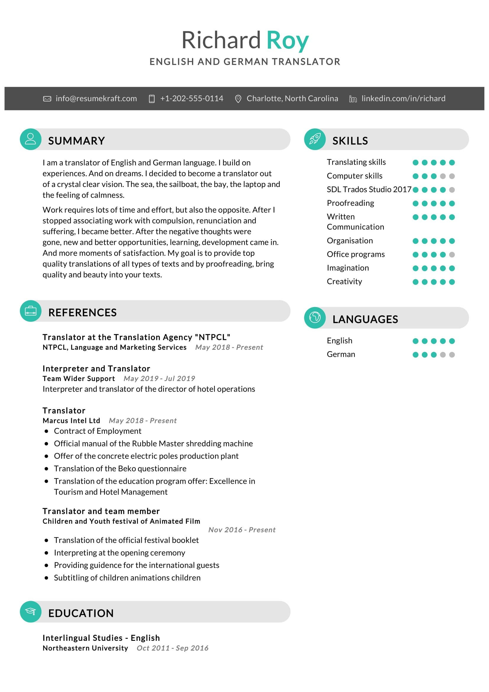 Over the Phone Interpreter Resume Sample Translator Resume Sample 2022 Writing Tips – Resumekraft