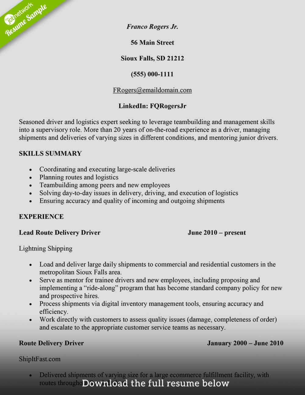 Over the Road Truck Driver Resume Sample How to Write A Delivery Driver Resume (with Examples) -the Jobnetwork