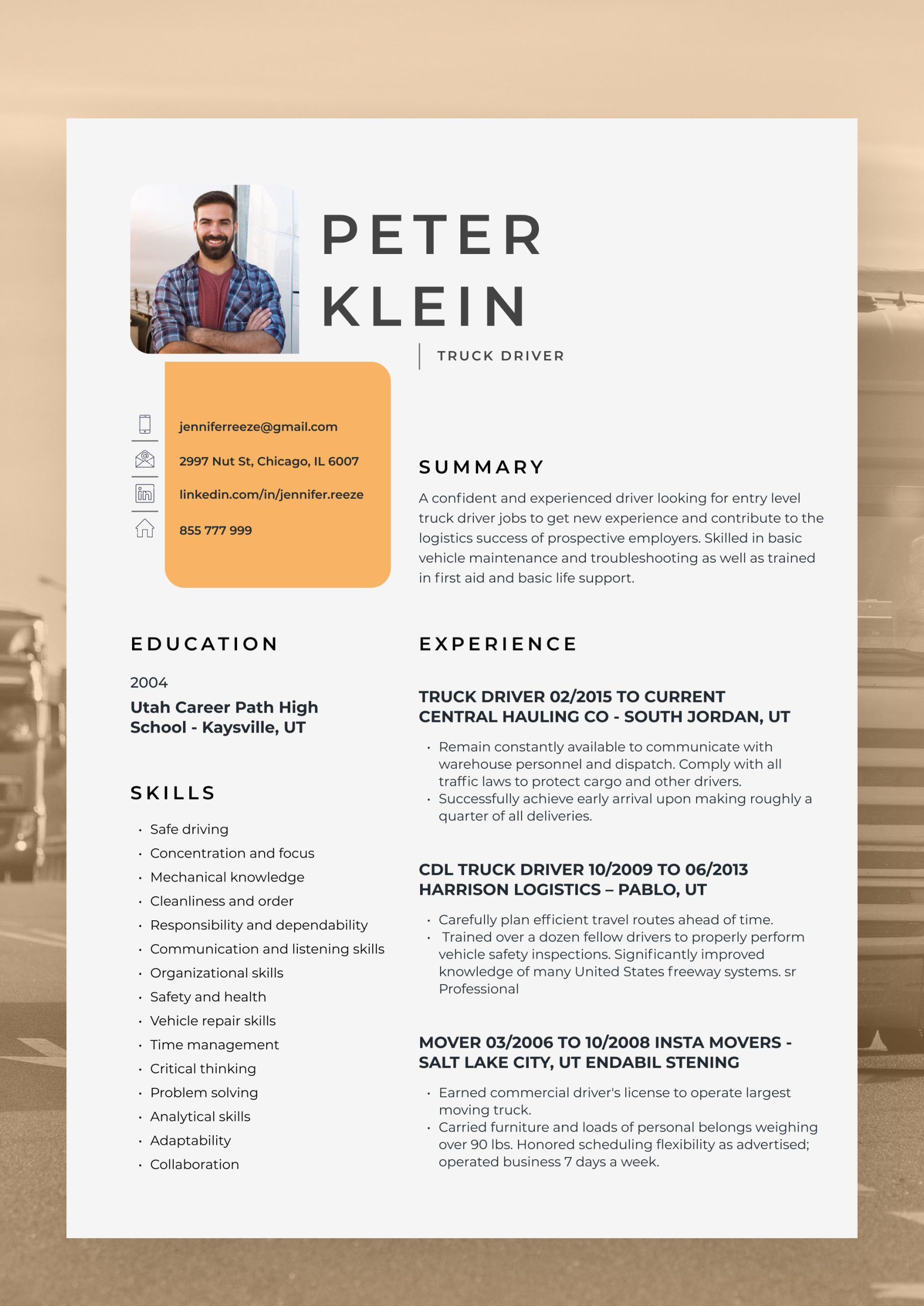 Over the Road Truck Driver Resume Sample Job-winning Truck Driver Resume Sample and Useful Resume Writing …