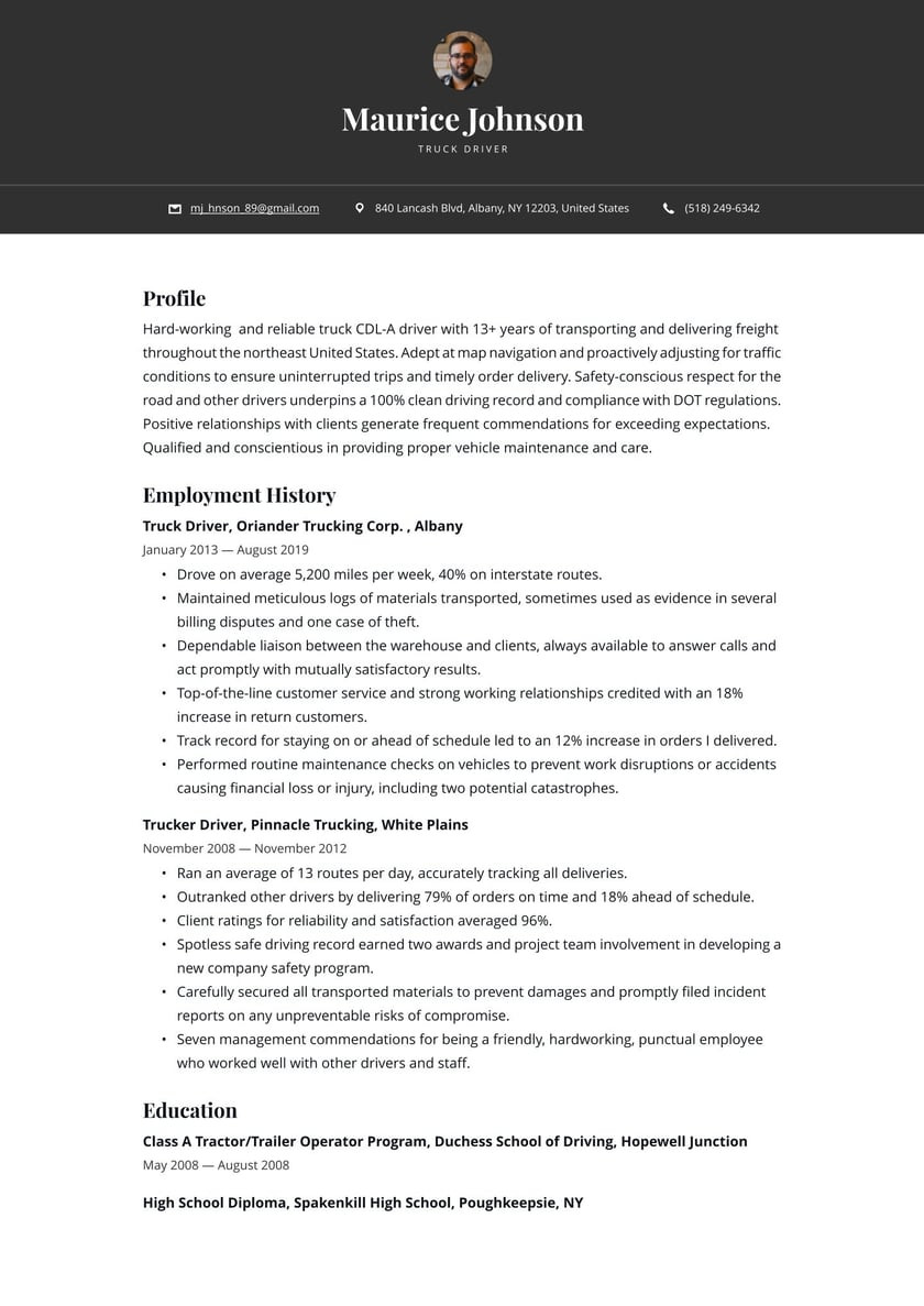 Over the Road Truck Driver Resume Sample Truck Driver Resume Examples & Writing Tips 2022 (free Guide)