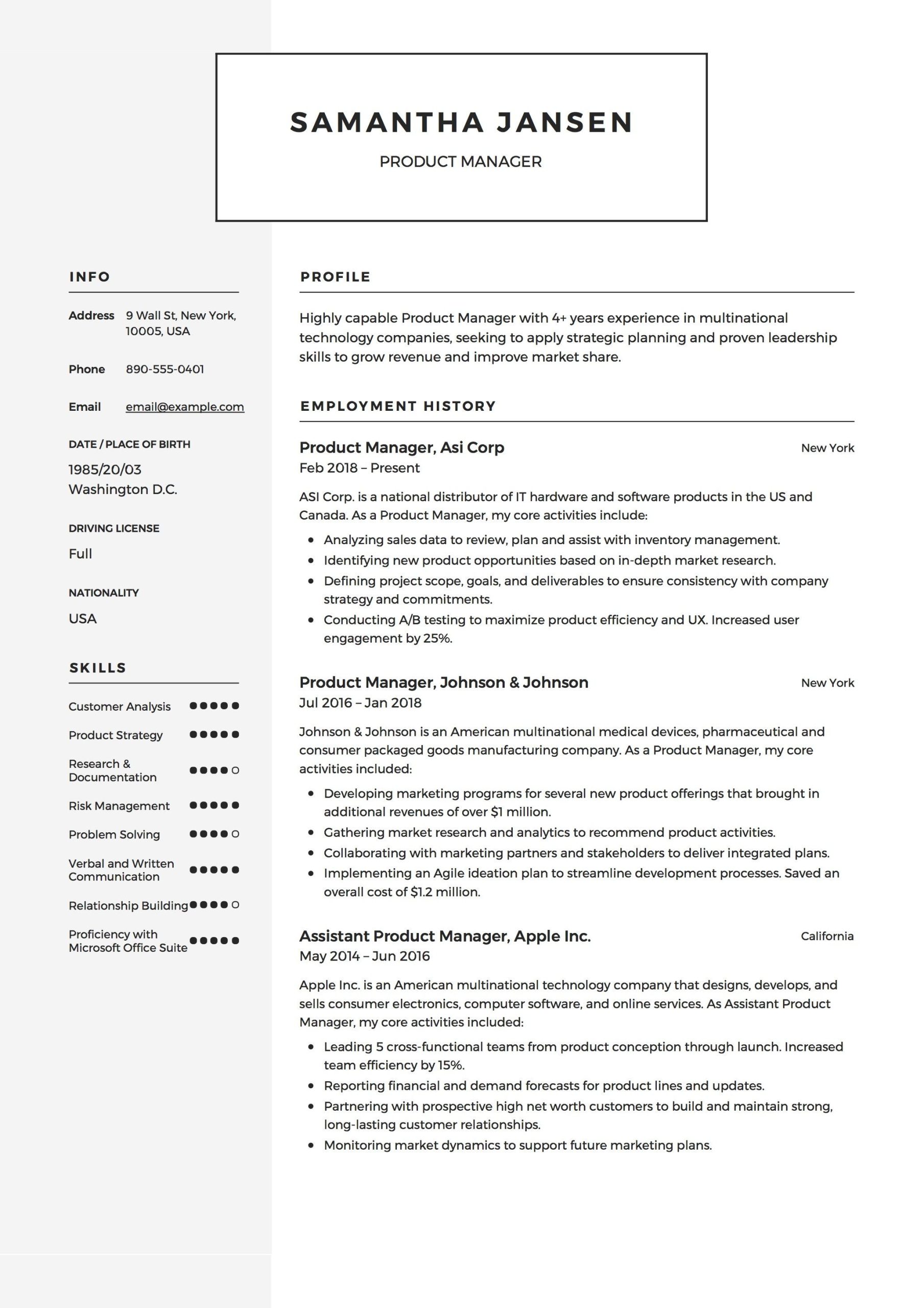 Professional Resume for Product Manager Sample Product Manager Resume Sample, Template, Example, Cv, formal … Professional Resume for Product Manager Sample Product Manager Resume Sample, Template, Example, Cv, formal …