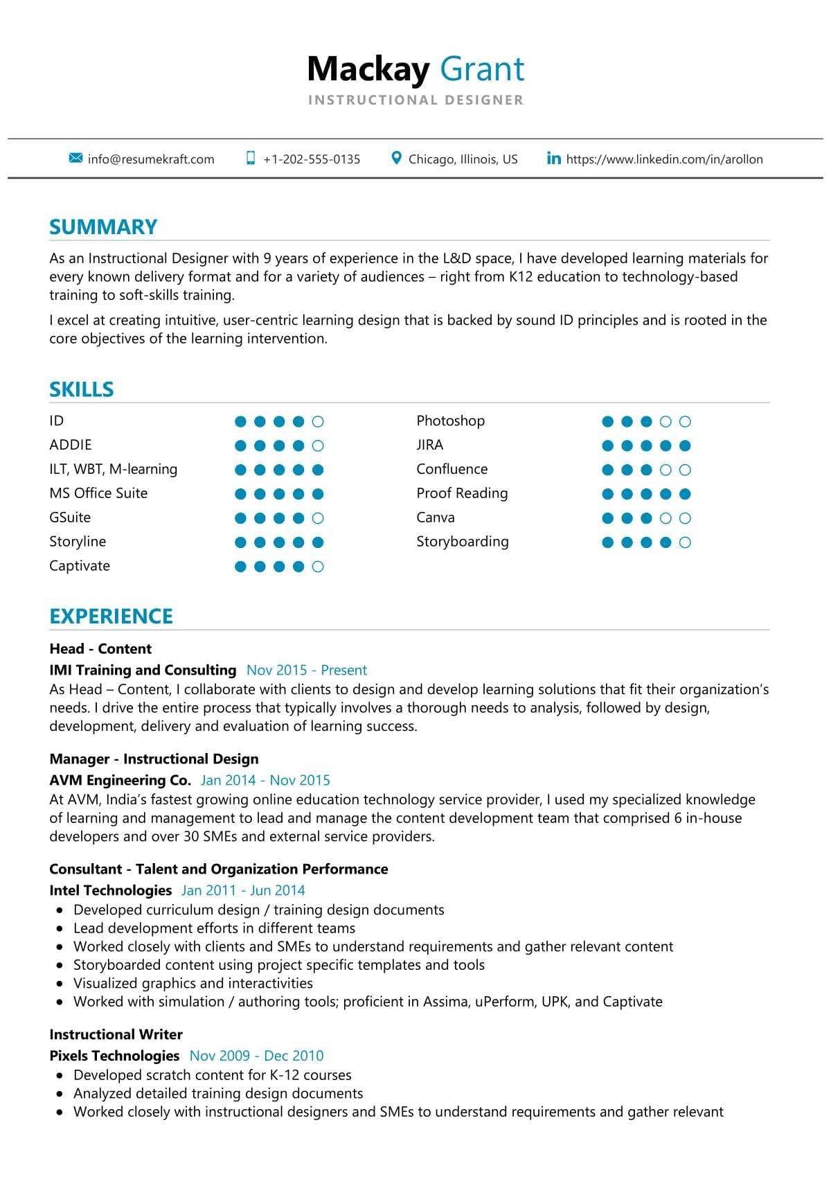 Professional Resume Samples for Instructonal Designers Instructional Designer Resume Sample 2022 Writing Tips – Resumekraft