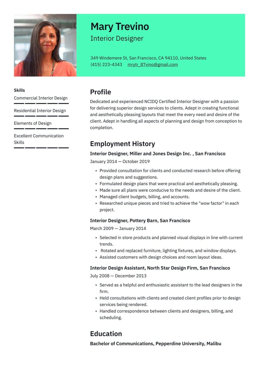 Related Skills Of A Interior Decorator Resume Samples Interior Designer Resume Examples & Writing Tips 2022 (free Guide)