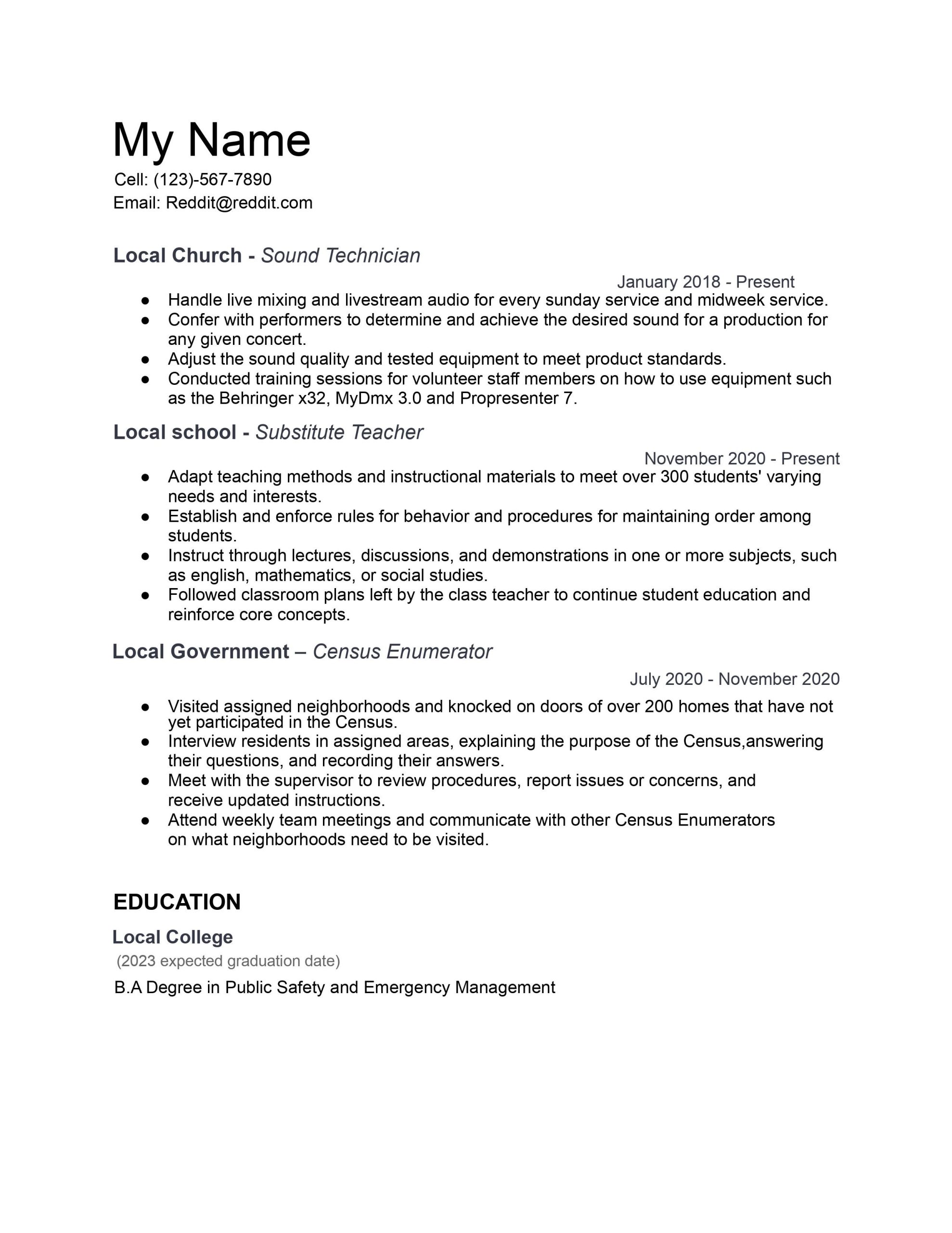 Resume for Substitute Teacher Samples 2023 I’m Looking for Career Change From Substitute Teacher to Stagehand …