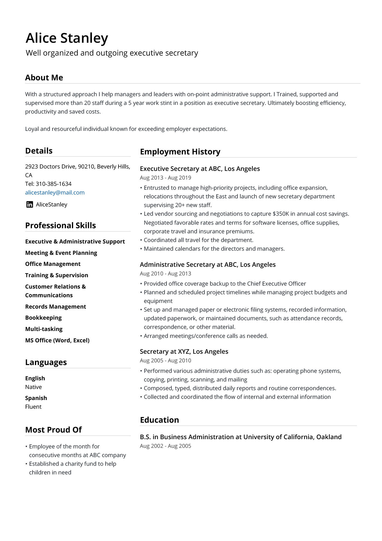 Resume Sample for Company Secretary Executive Secretary Resume Example & Guide [2022] – Jofibo