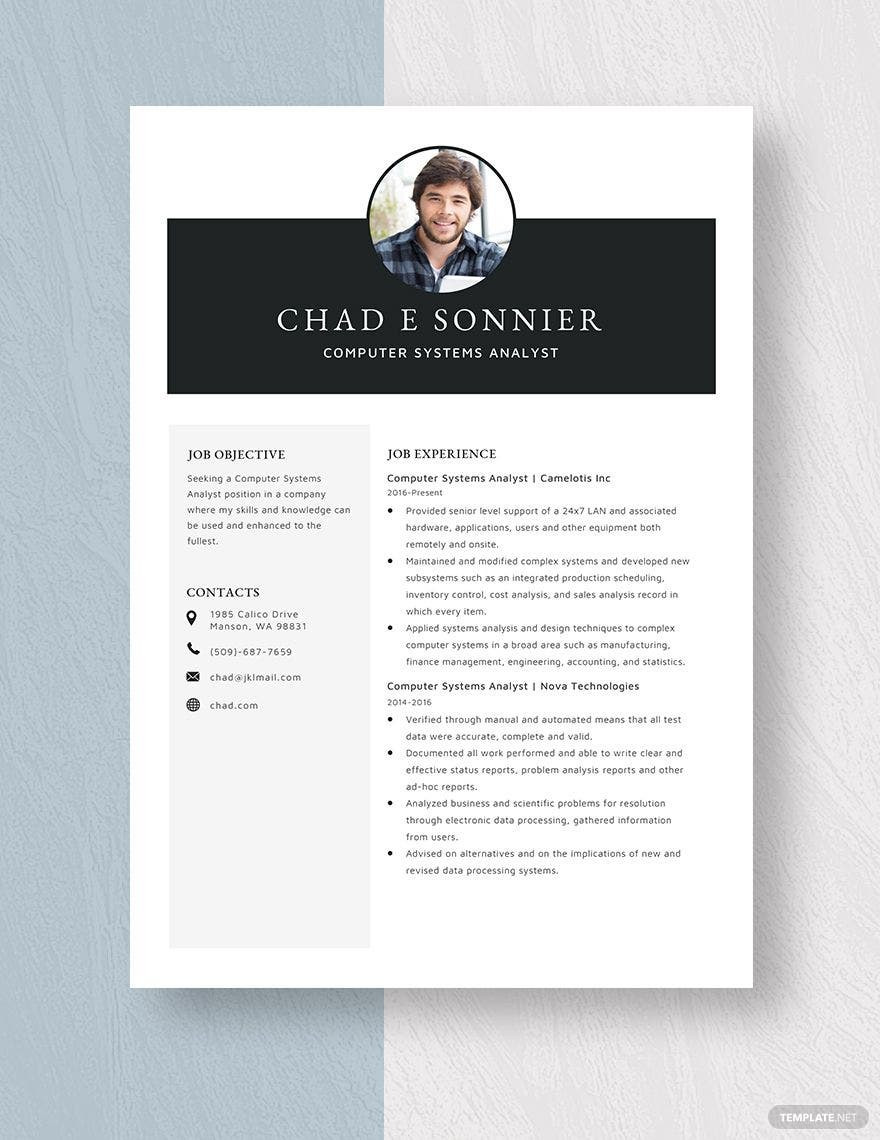 Resume Sample for Computer System Analyst Computer Systems Analyst Resume Template – Word, Apple Pages …