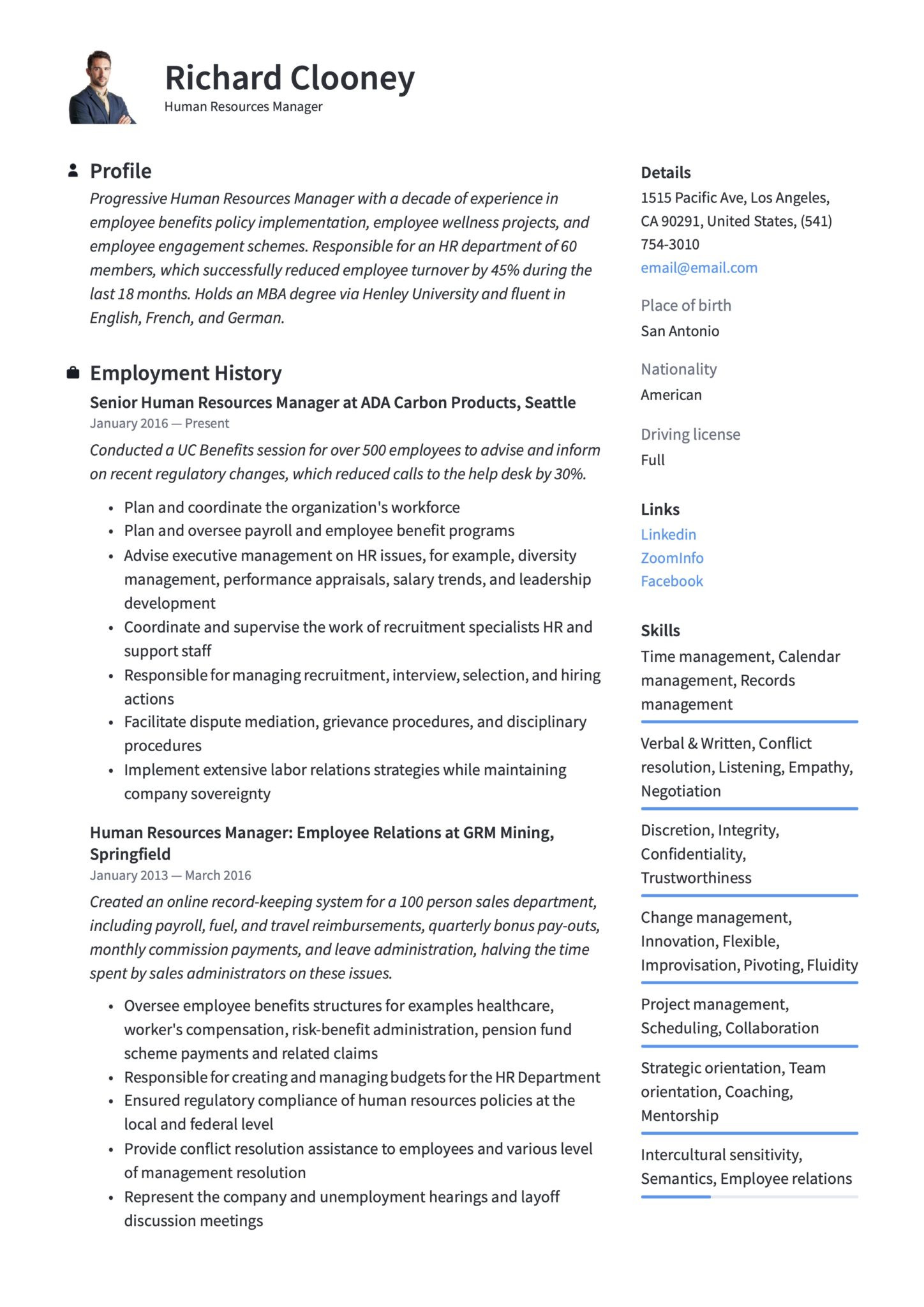 Resume Sample Human Resources Federal Contractor 17 Human Resources Manager Resumes & Guide 2020