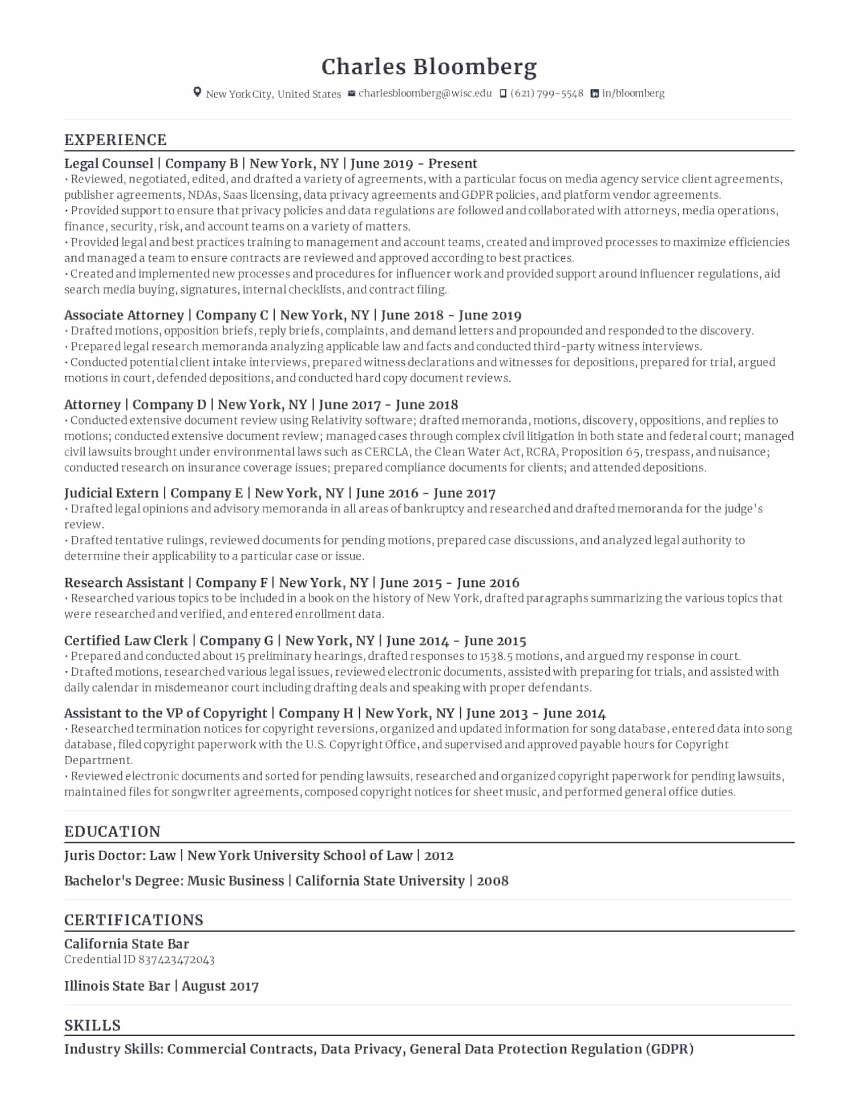 Resume Sample Judicial Law Clerk Supreme Court Free Legal assistant Resume Sample – Rezi