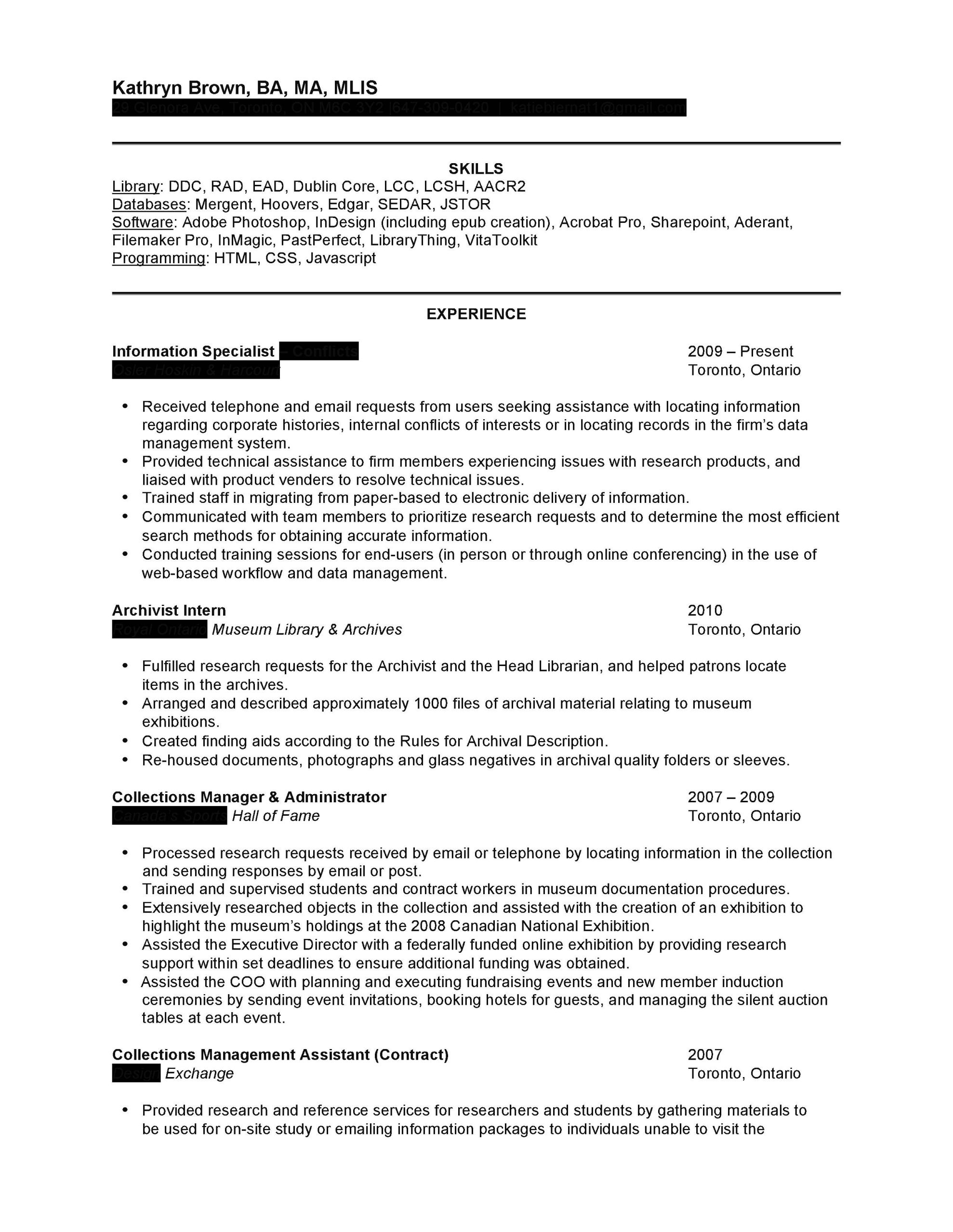 Resume Samples for Entry Level Archivist for Public Review: Job Seeker Kb Hiring Librarians