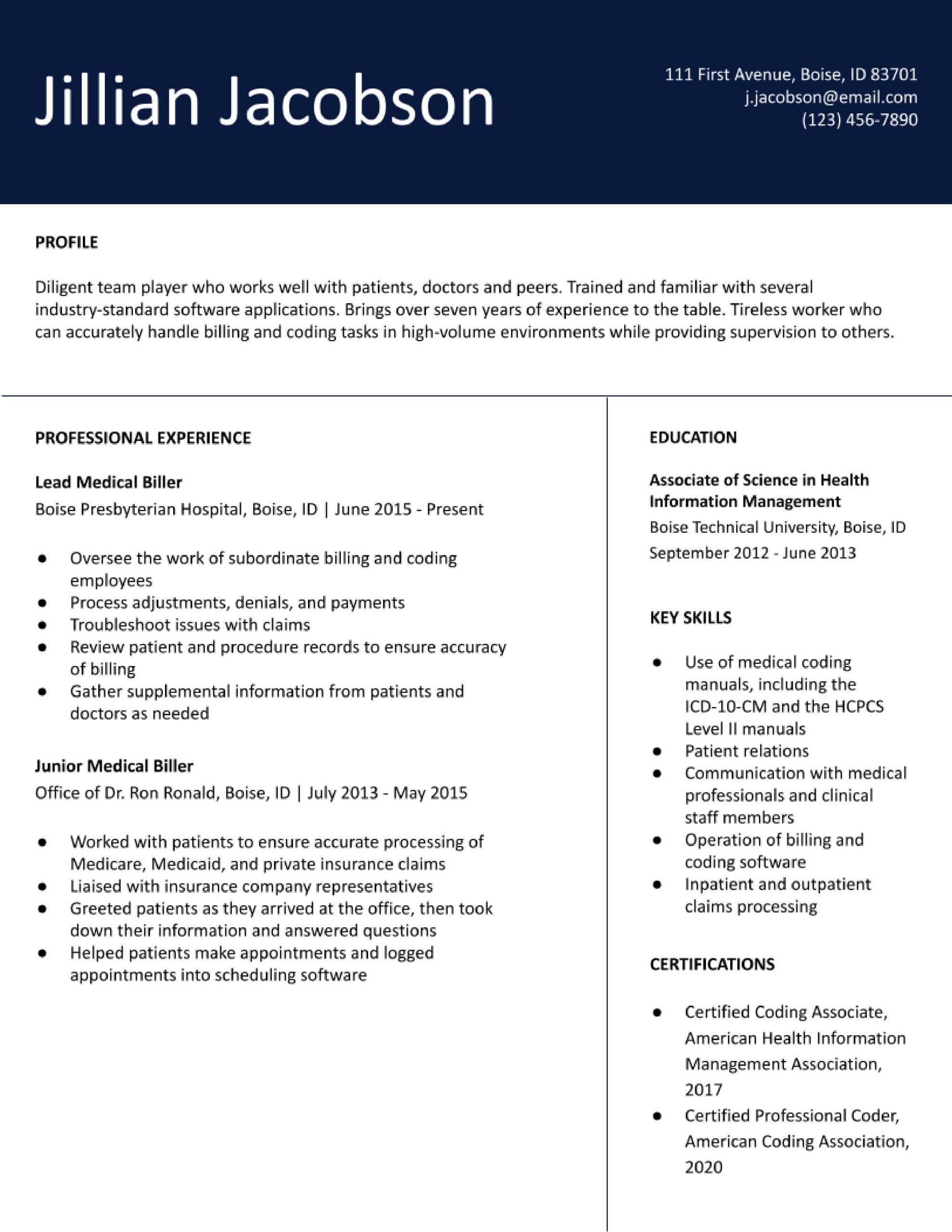 Sample Achievements for Medical Billing and Coding Resume Medical Billing and Coding Specialist Resume Examples In 2022 …