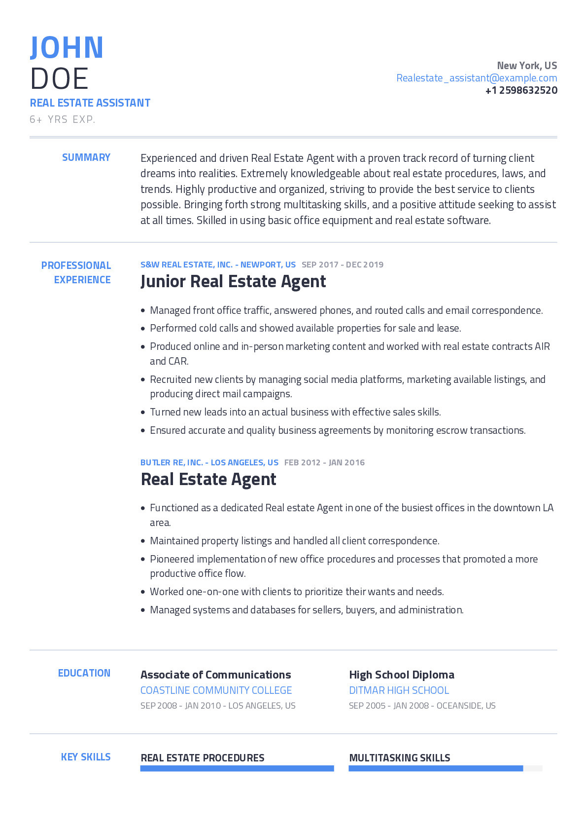 Sample Of A Good Real Estate Agent Resume Real Estate assistant Resume Example with Content Sample Craftmycv