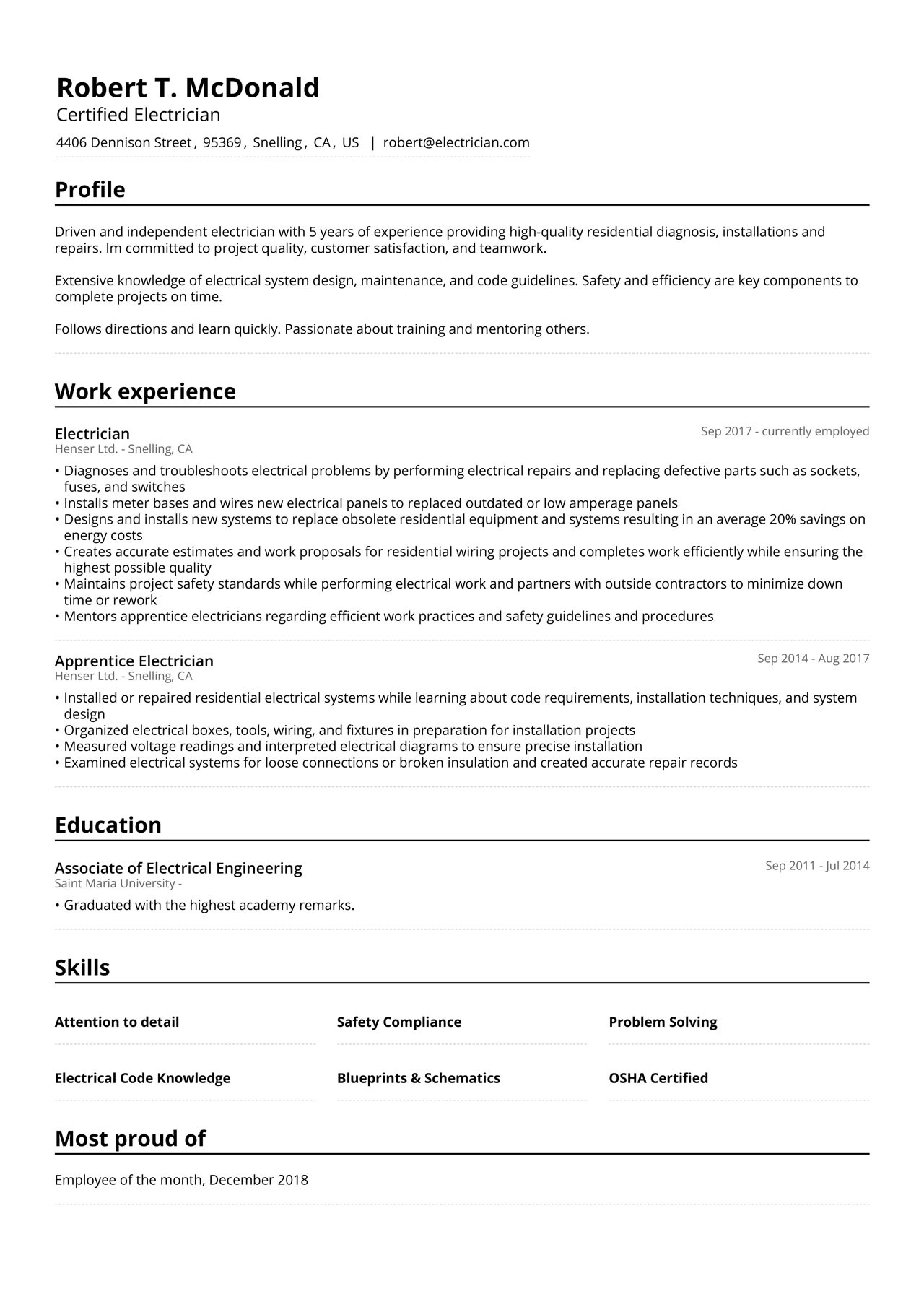 Sample Of A Good Resume Applying for A Electrician Electrician Resume Example & Guide [2022] – Jofibo