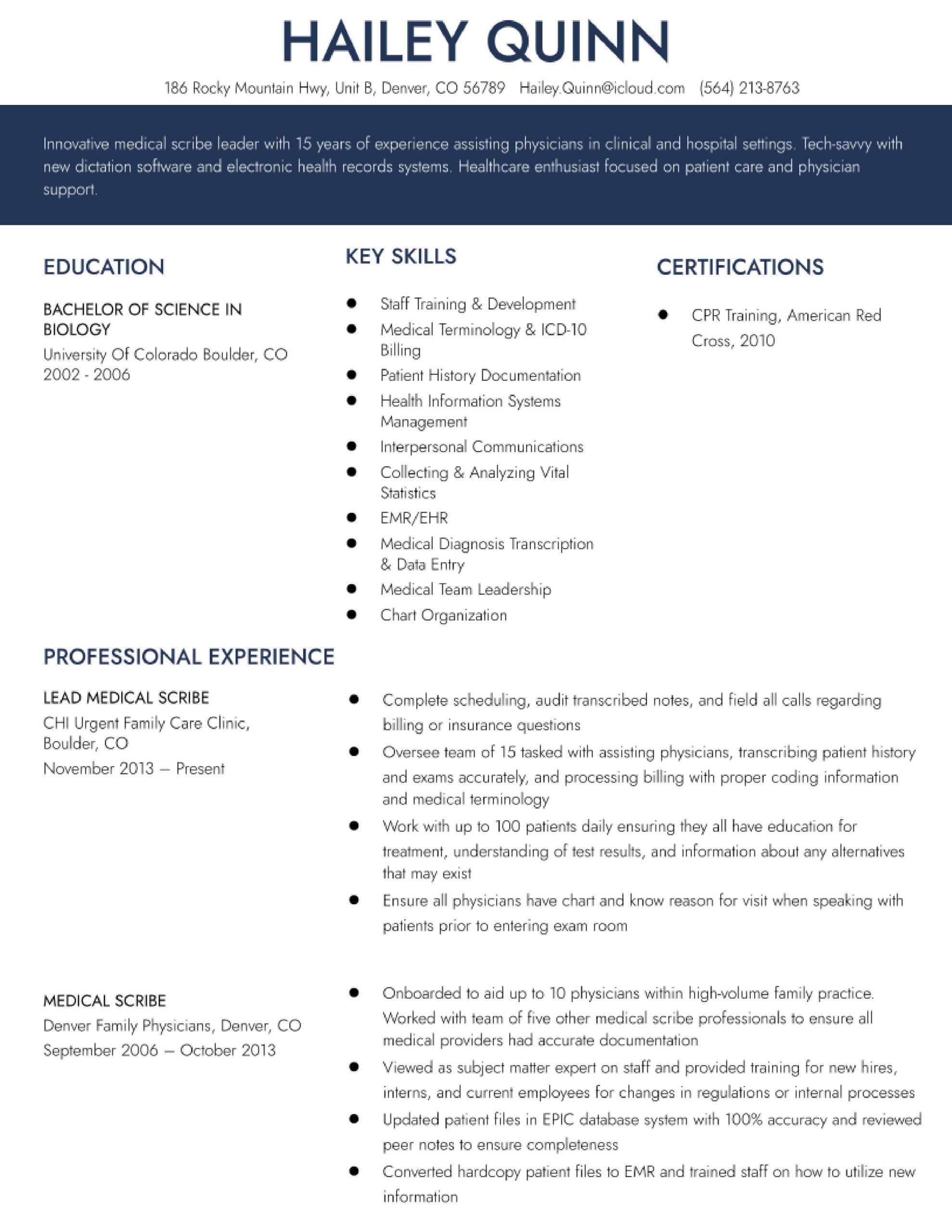 Sample Of Resume Skills for Transcriptionist with Experience Medical Scribe Resume Examples In 2022 – Resumebuilder.com