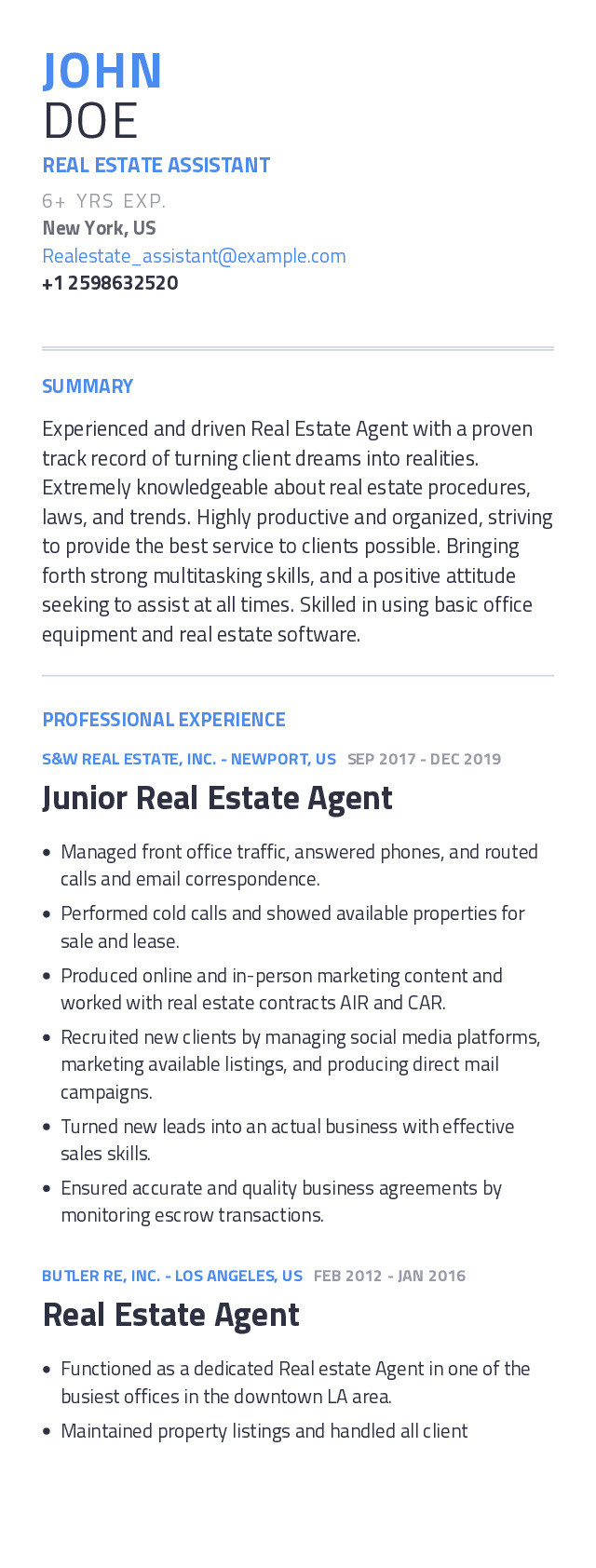 Sample Resume Administrative assistant Real Estate Office Real Estate assistant Resume Example with Content Sample Craftmycv