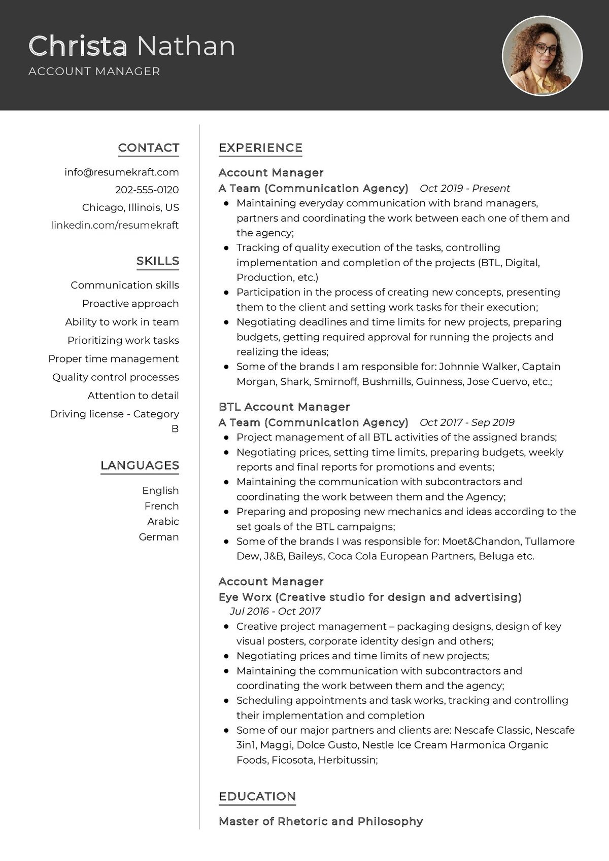 Sample Resume for Academic Licensing Coordinator Account Manager Resume Template 2022 Writing Tips – Resumekraft