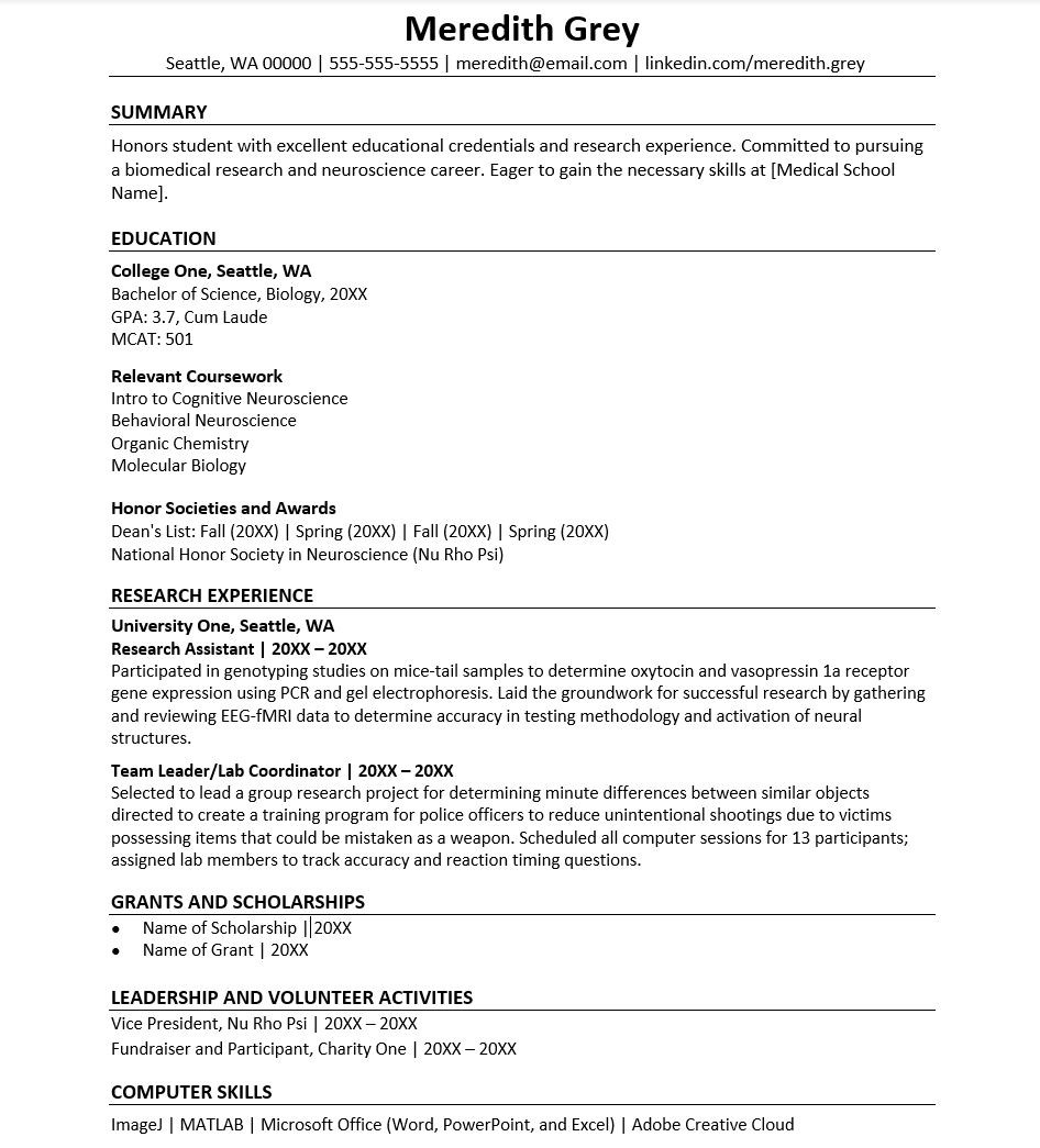 Sample Resume for Academic Medical Positions Medical School Resume Sample Monster.com
