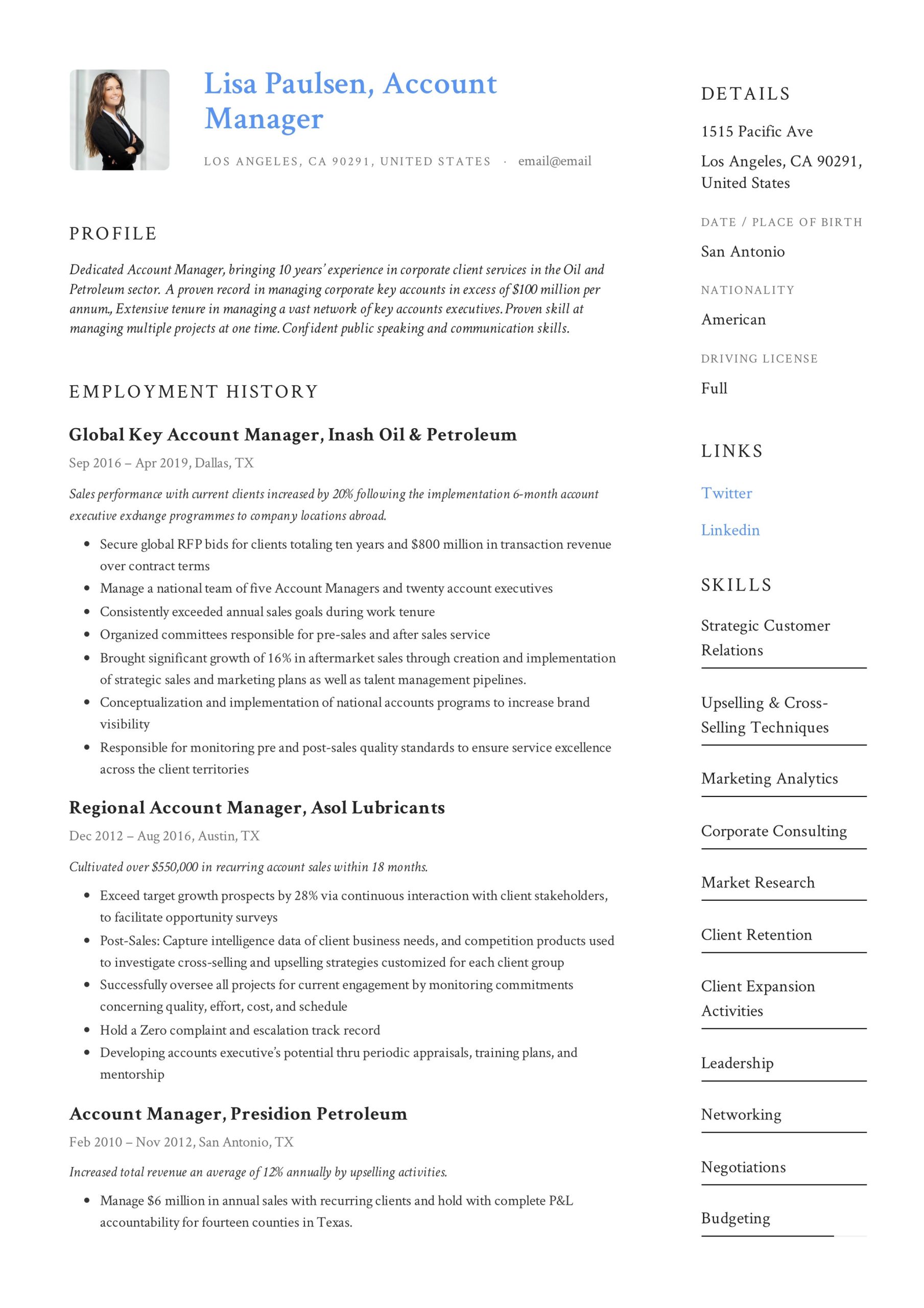 Sample Resume for Account Manager Position Account Manager Resume & Writing Guide