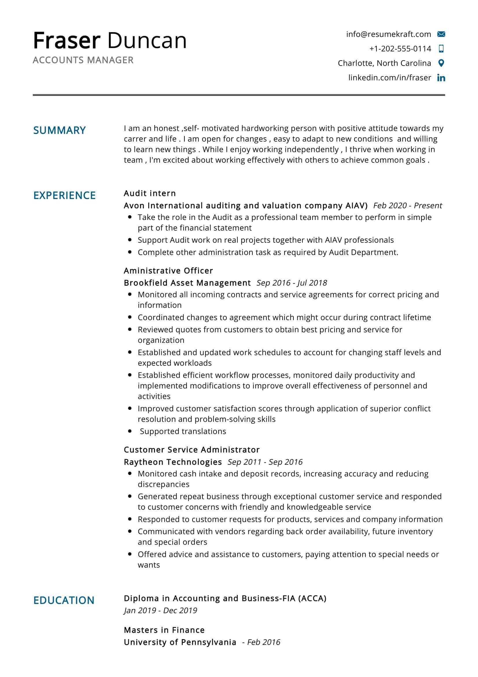 Sample Resume for Account Manager Position Accounts Manager Resume Sample Resumekraft