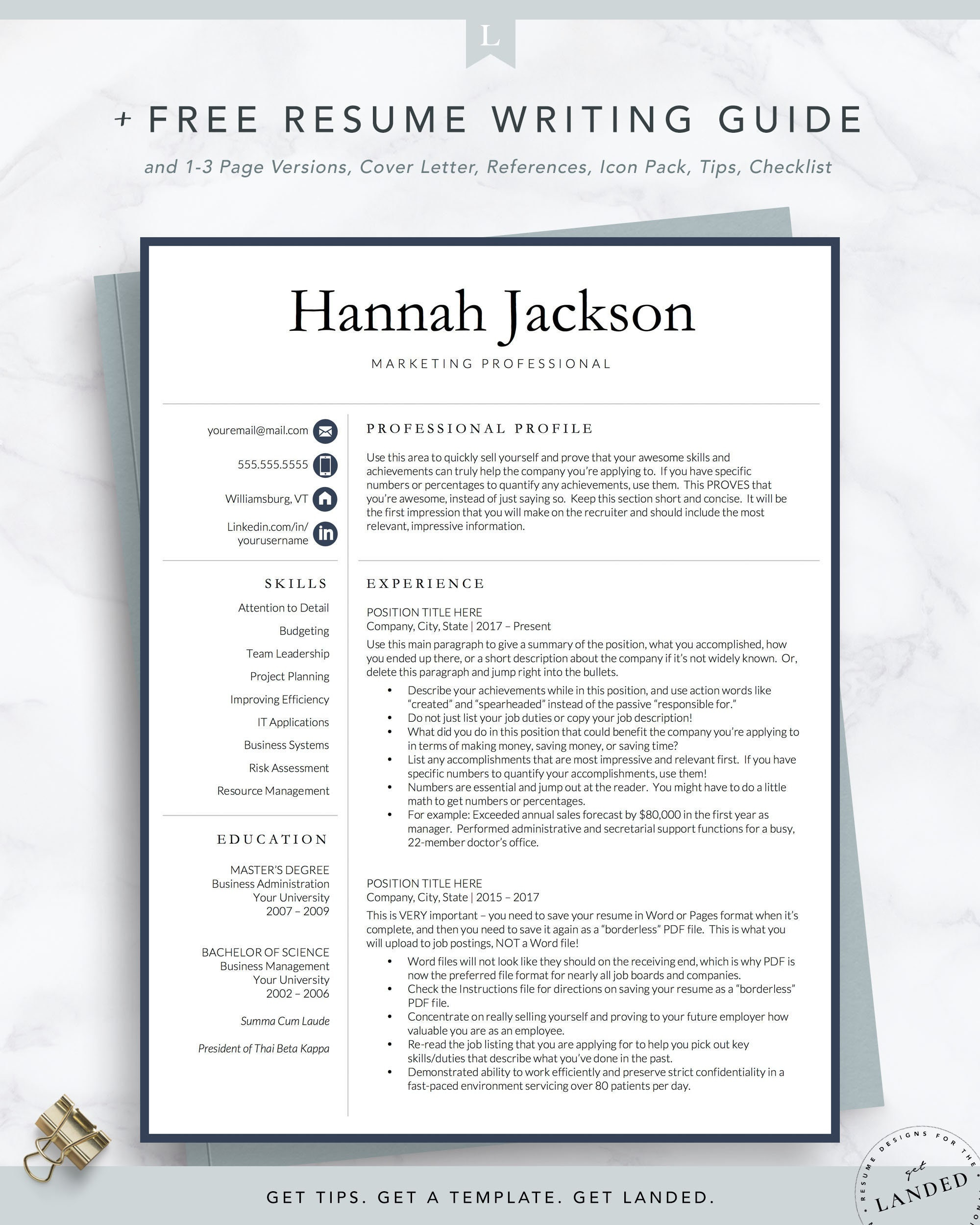 Sample Resume for Accountant In School Accountant Resume Template for Word and Pages Professional – Etsy.de