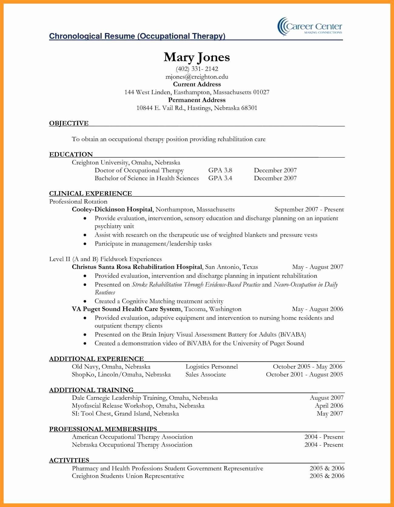 Sample Resume for Applying to Physical therapy School Physical therapy Resume Examples Inspirational 12 13