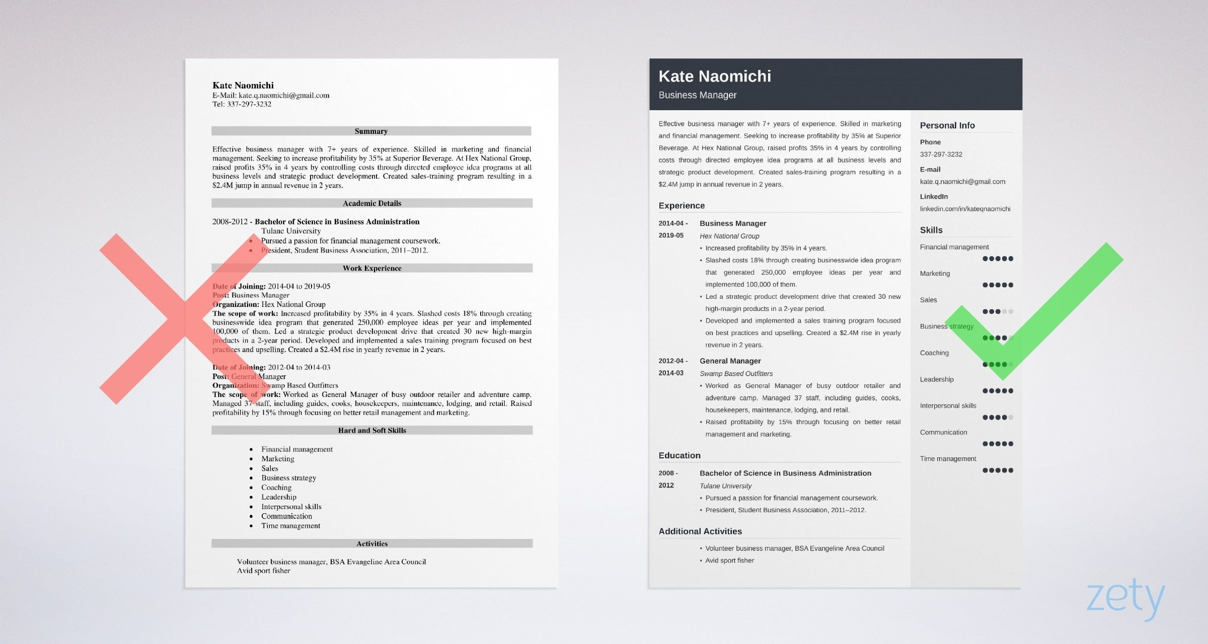 Sample Resume for Business Management Student Business Manager Resume Example & Guide