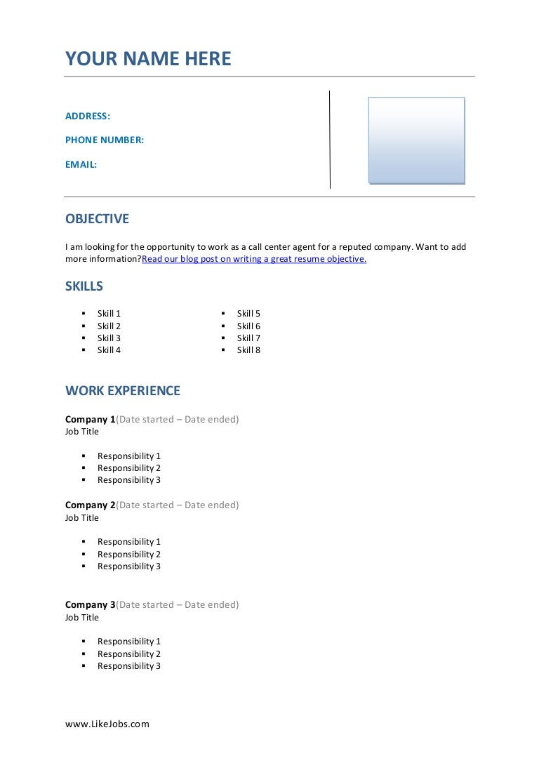 Sample Resume for Call Center Agent Undergraduate Call Center Agent Resume Template