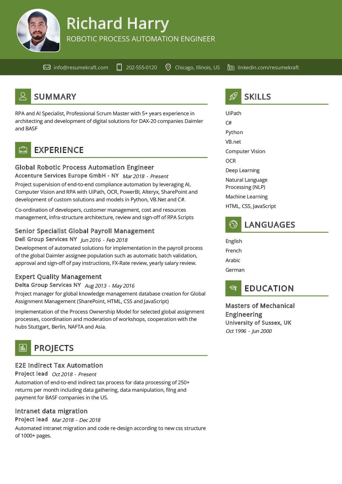 Sample Resume for Experienced Automation Engineer Robotic Process Automation Engineer Cv Sample 2022 Writing Tips …