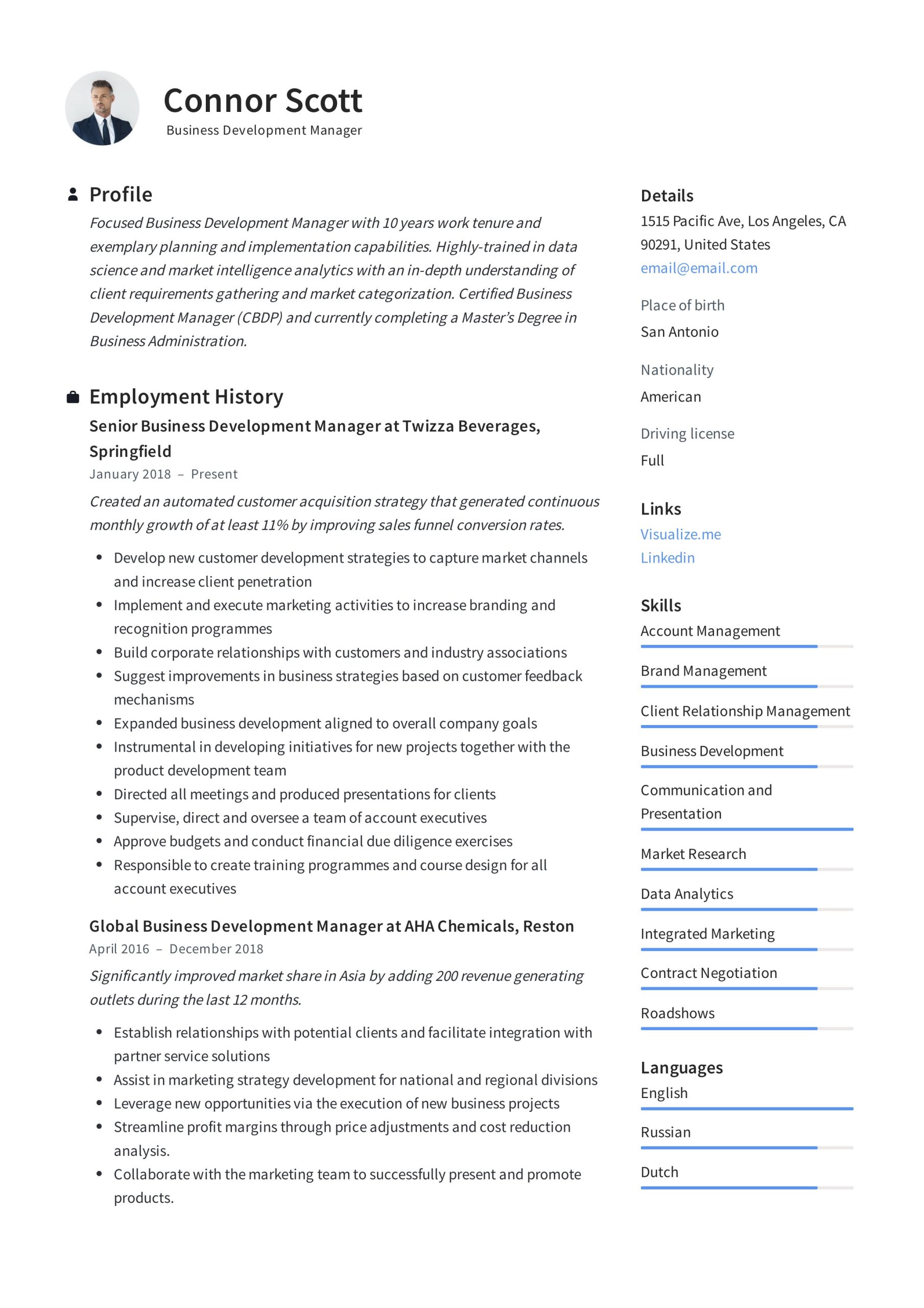 Sample Resume for Experienced Business Development Manager Business Development Manager Resume & Guide 2022