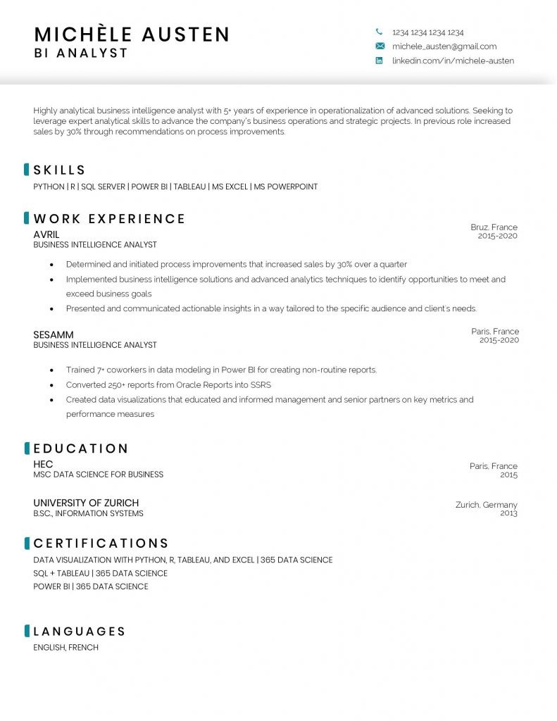 Sample Resume for Experienced Business Intelligence Developer Business Intelligence Analyst Resume Sample and Template 365 …