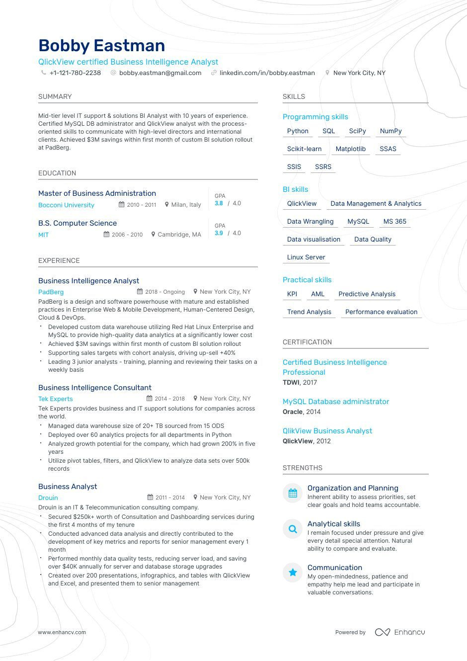 Sample Resume for Experienced Business Intelligence Developer Business Intelligence Resume Examples   Templates & Expert Advice …