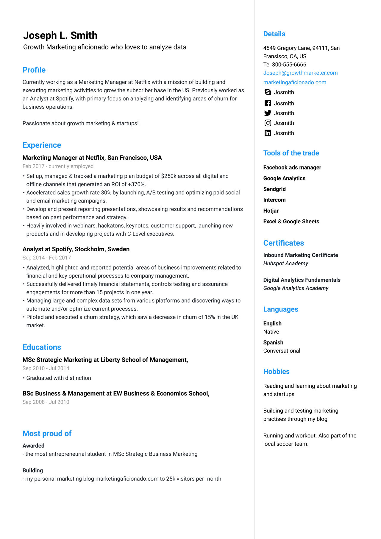 Sample Resume for Experienced Candidates In Marketing Marketing Manager Resume Example & Guide [2022] – Jofibo