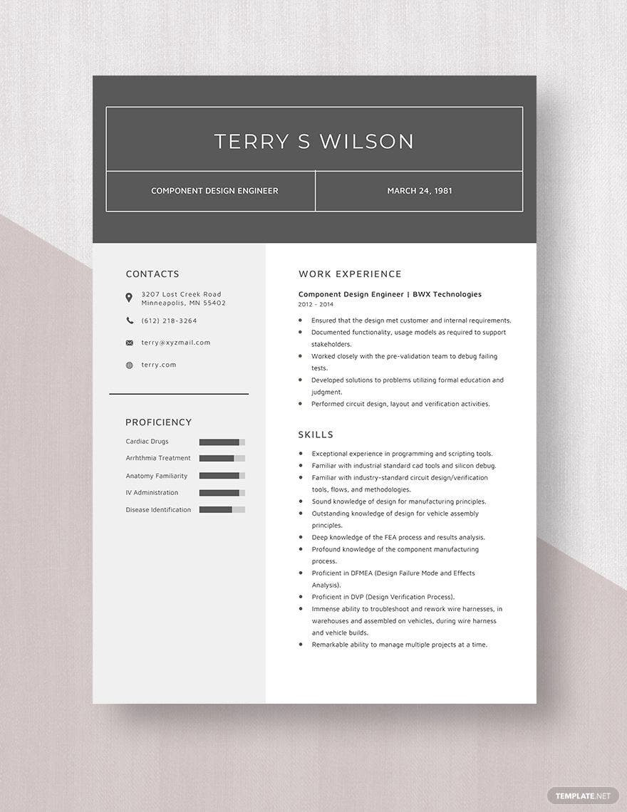 Sample Resume for Experienced Component Engineer Component Design Engineer Resume Template – Word, Apple Pages …