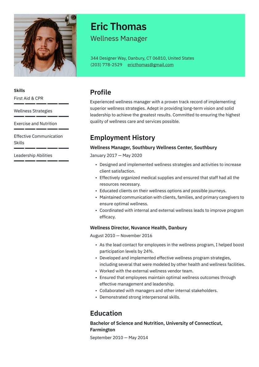 Sample Resume for Health and Wellness Consultant Wellness Manager Resume Examples & Writing Tips 2022 (free Guide)
