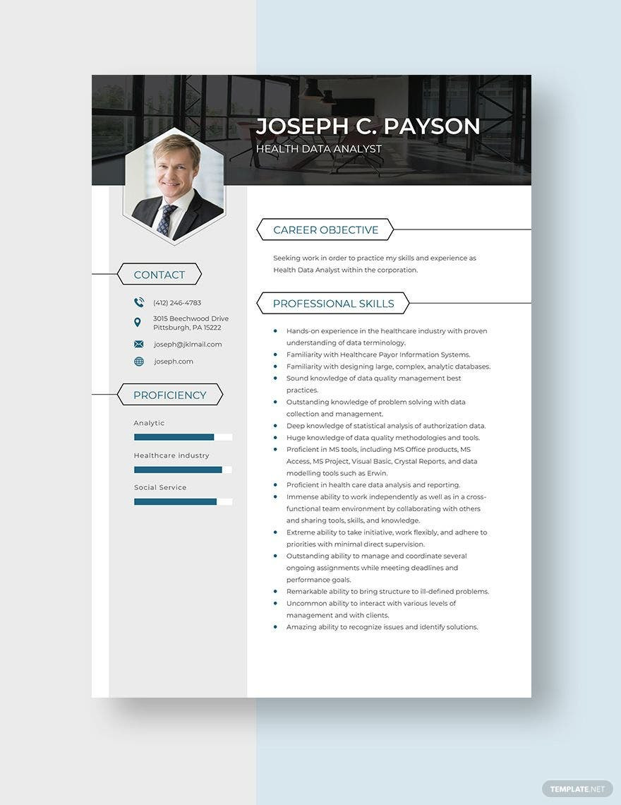 Sample Resume for Healthcare Data Analyst Free Free Health Data Analyst Resume Template – Word, Apple Pages …
